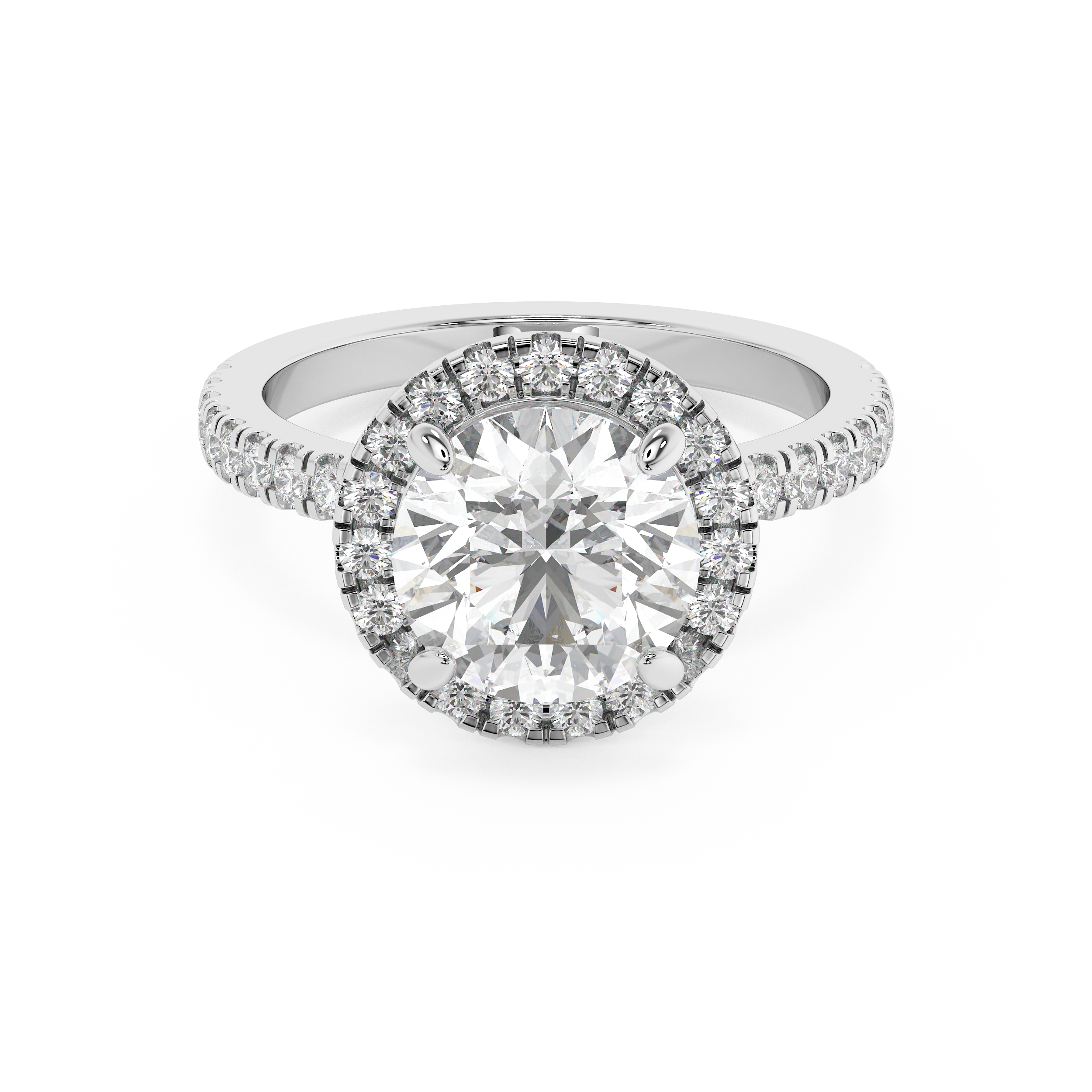 Round Halo & Pave Lab Grown Diamond Engagement Ring