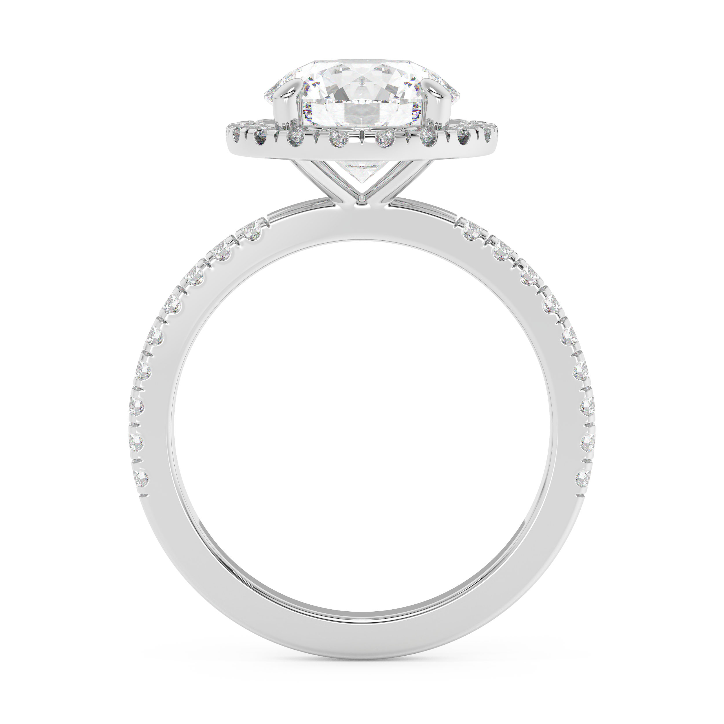 Round Halo & Pave Lab Grown Diamond Engagement Ring