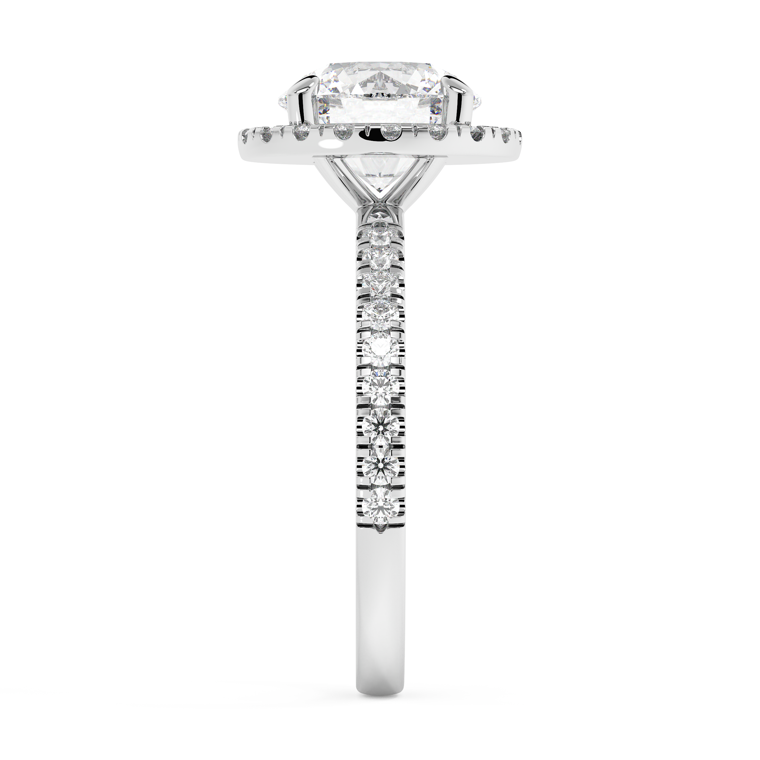 Round Halo & Pave Lab Grown Diamond Engagement Ring