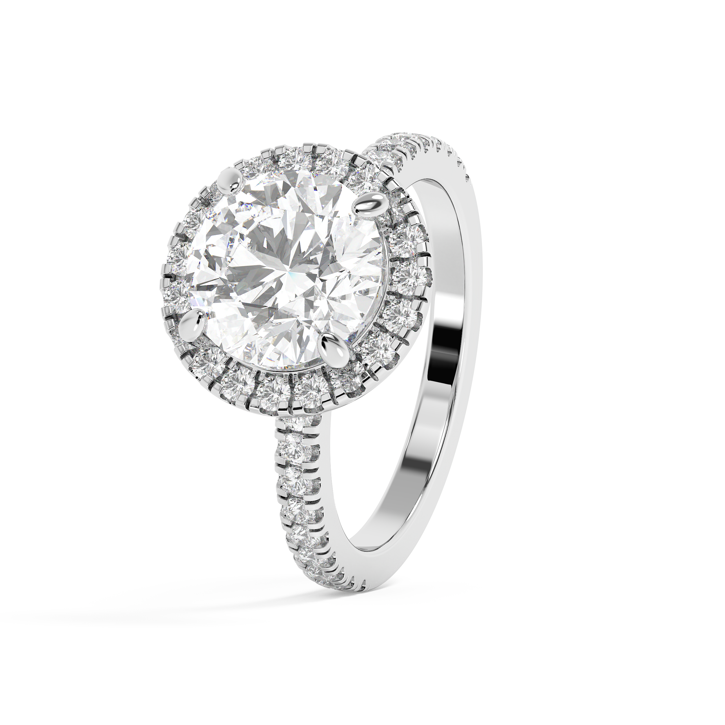 Round Halo & Pave Lab Grown Diamond Engagement Ring