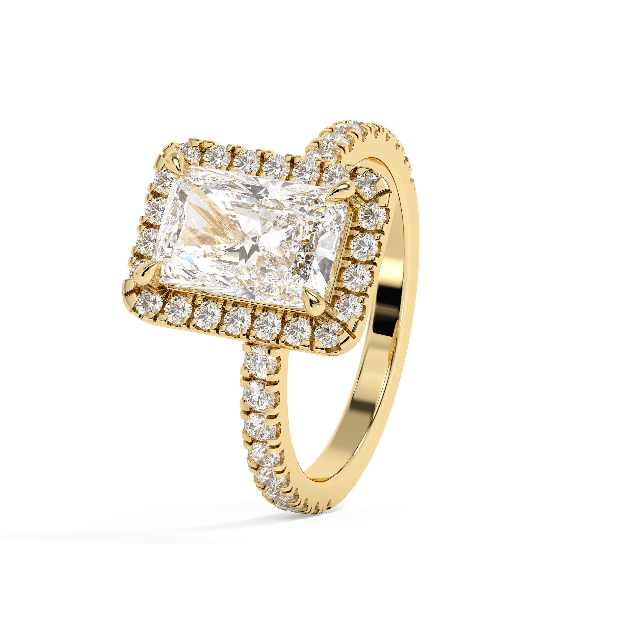 Radiant Halo & Pave Lab Grown Diamond Engagement Ring