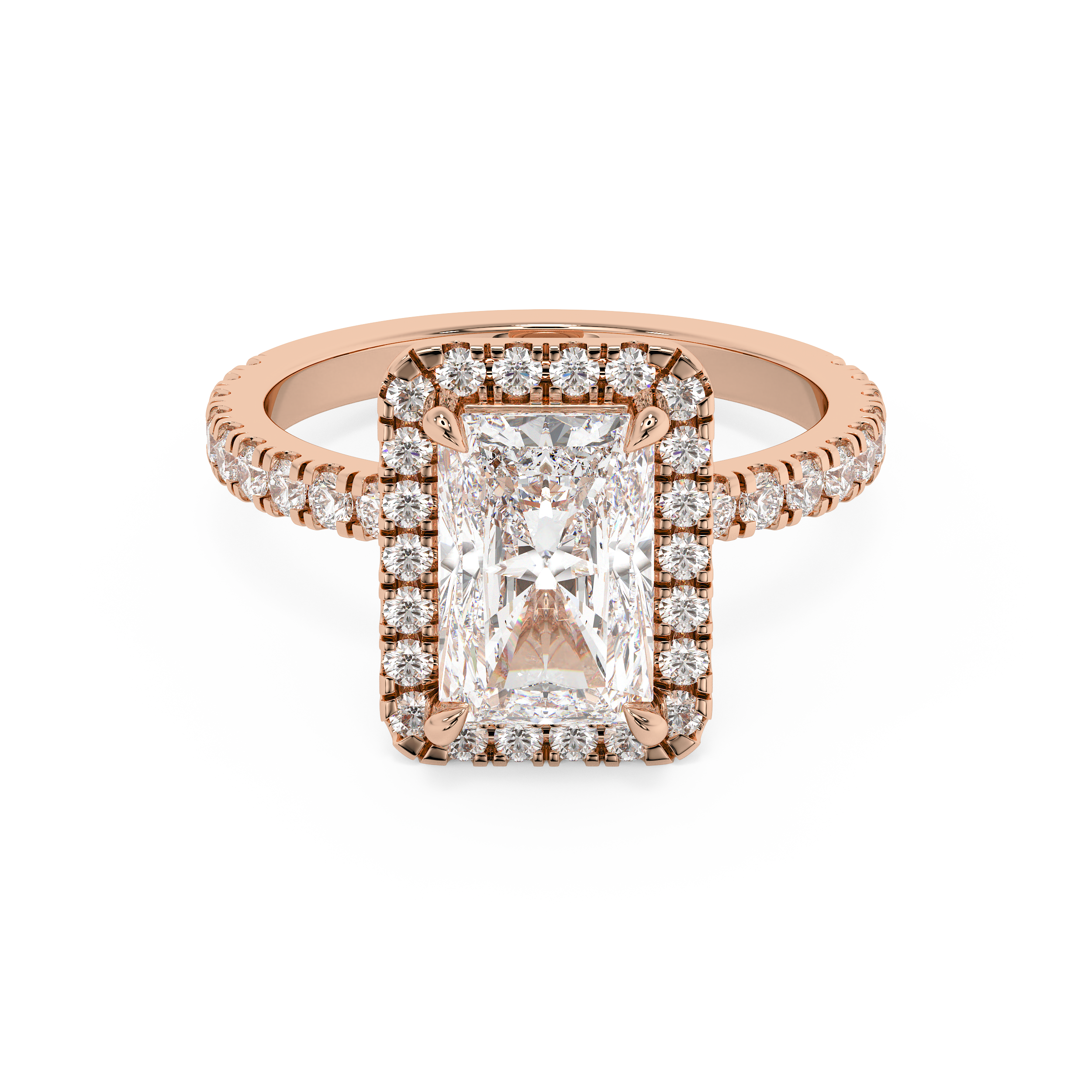 Radiant Halo & Pave Lab Grown Diamond Engagement Ring