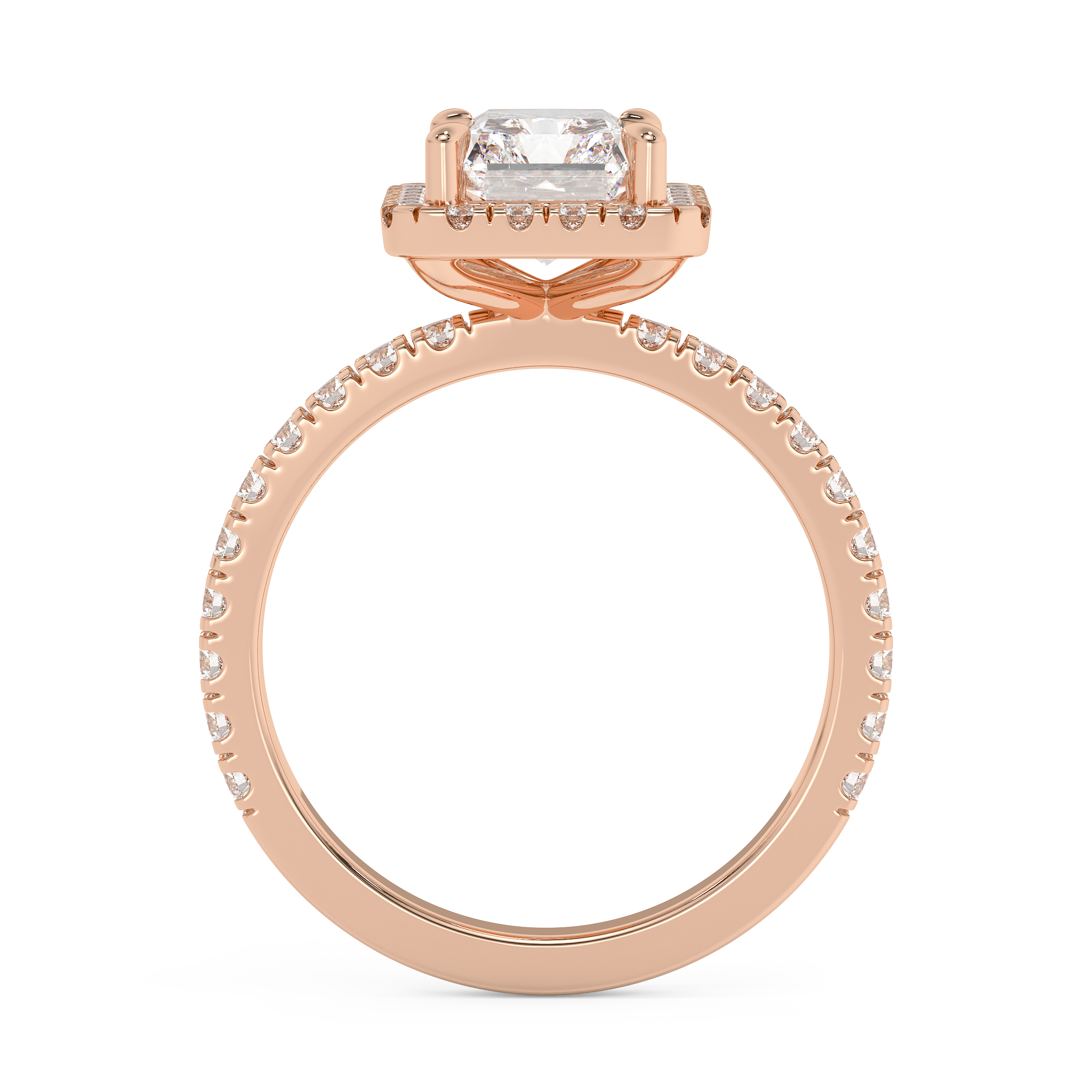 Radiant Halo & Pave Lab Grown Diamond Engagement Ring