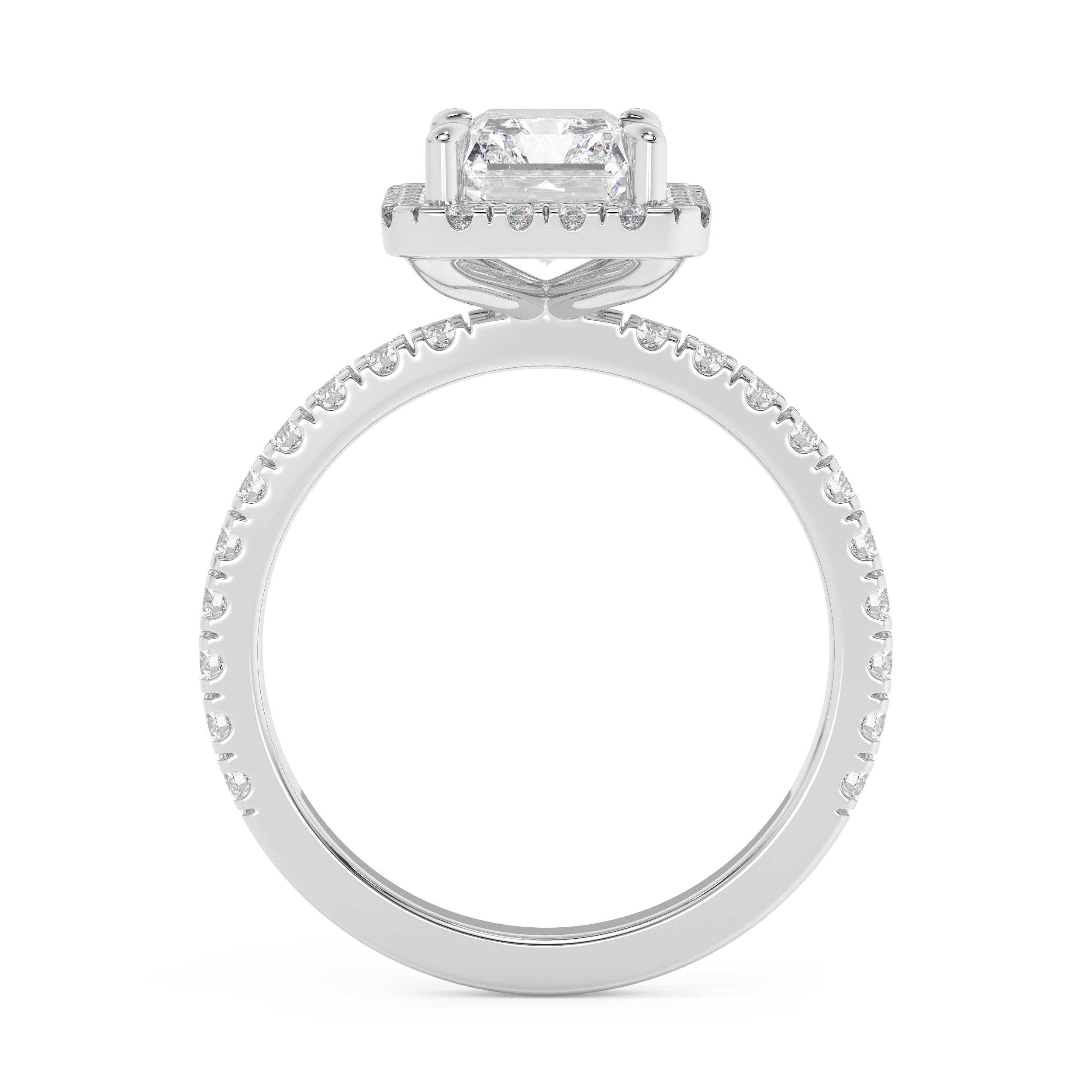 Radiant Halo & Pave Lab Grown Diamond Engagement Ring