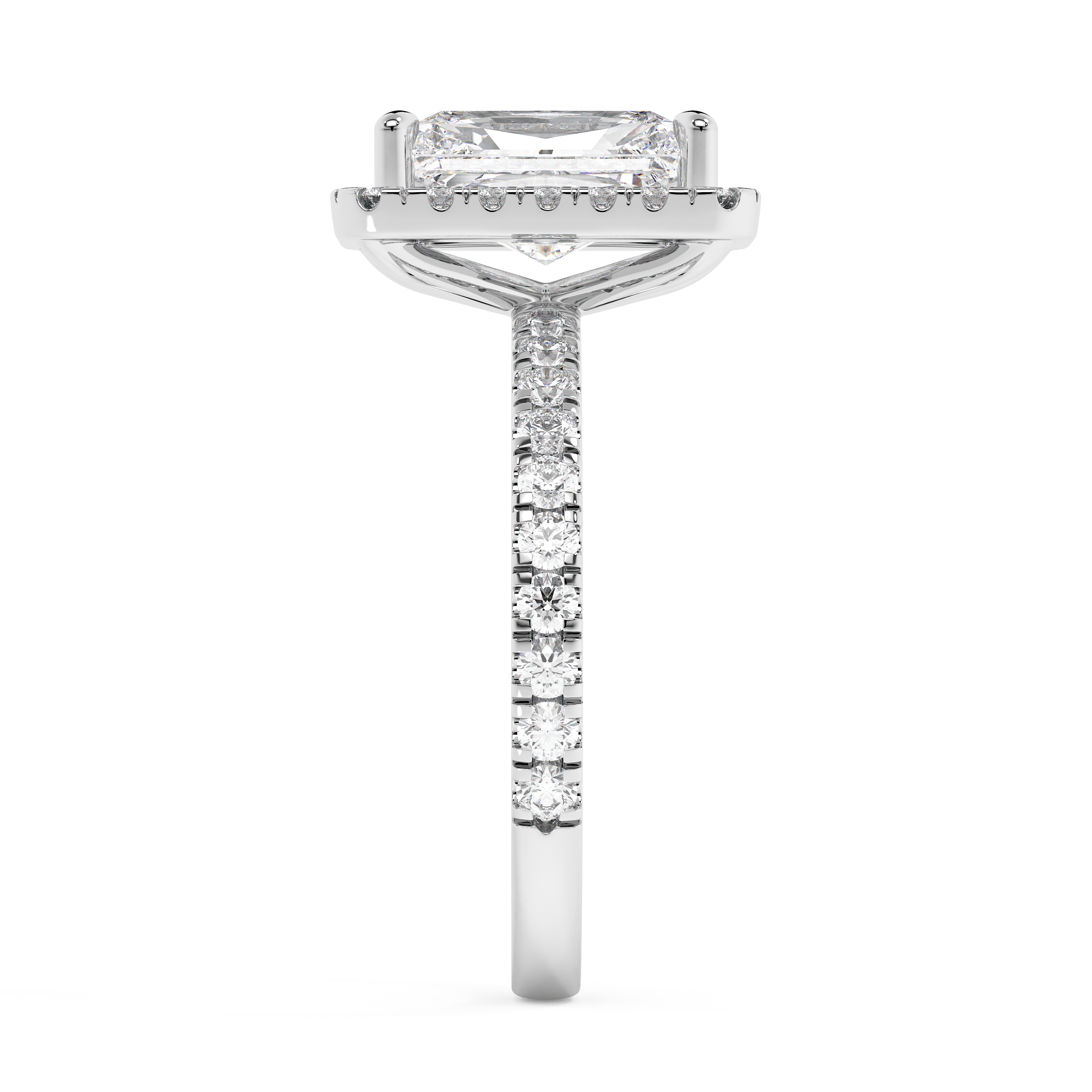 Radiant Halo & Pave Lab Grown Diamond Engagement Ring