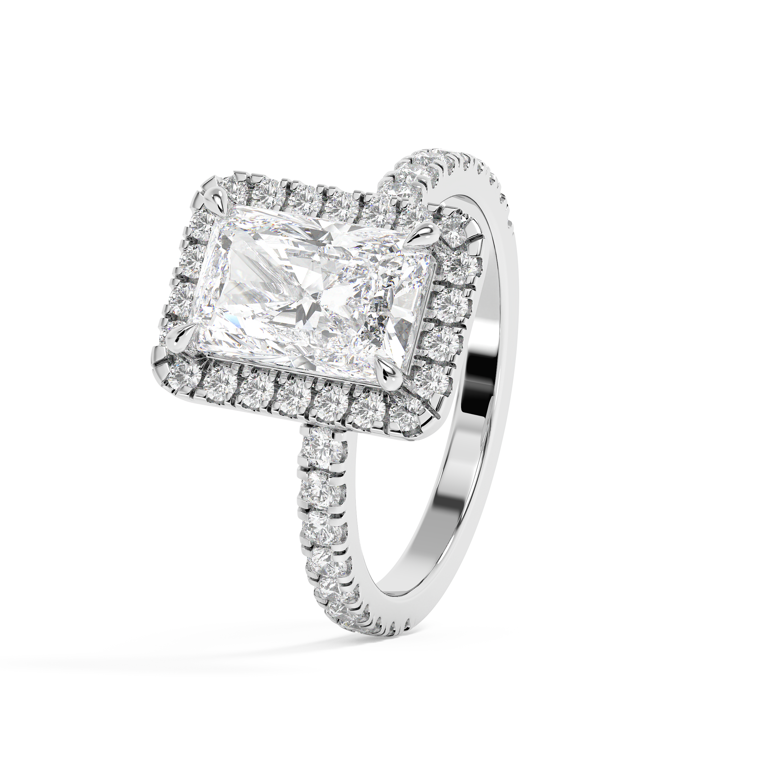 Radiant Halo & Pave Lab Grown Diamond Engagement Ring
