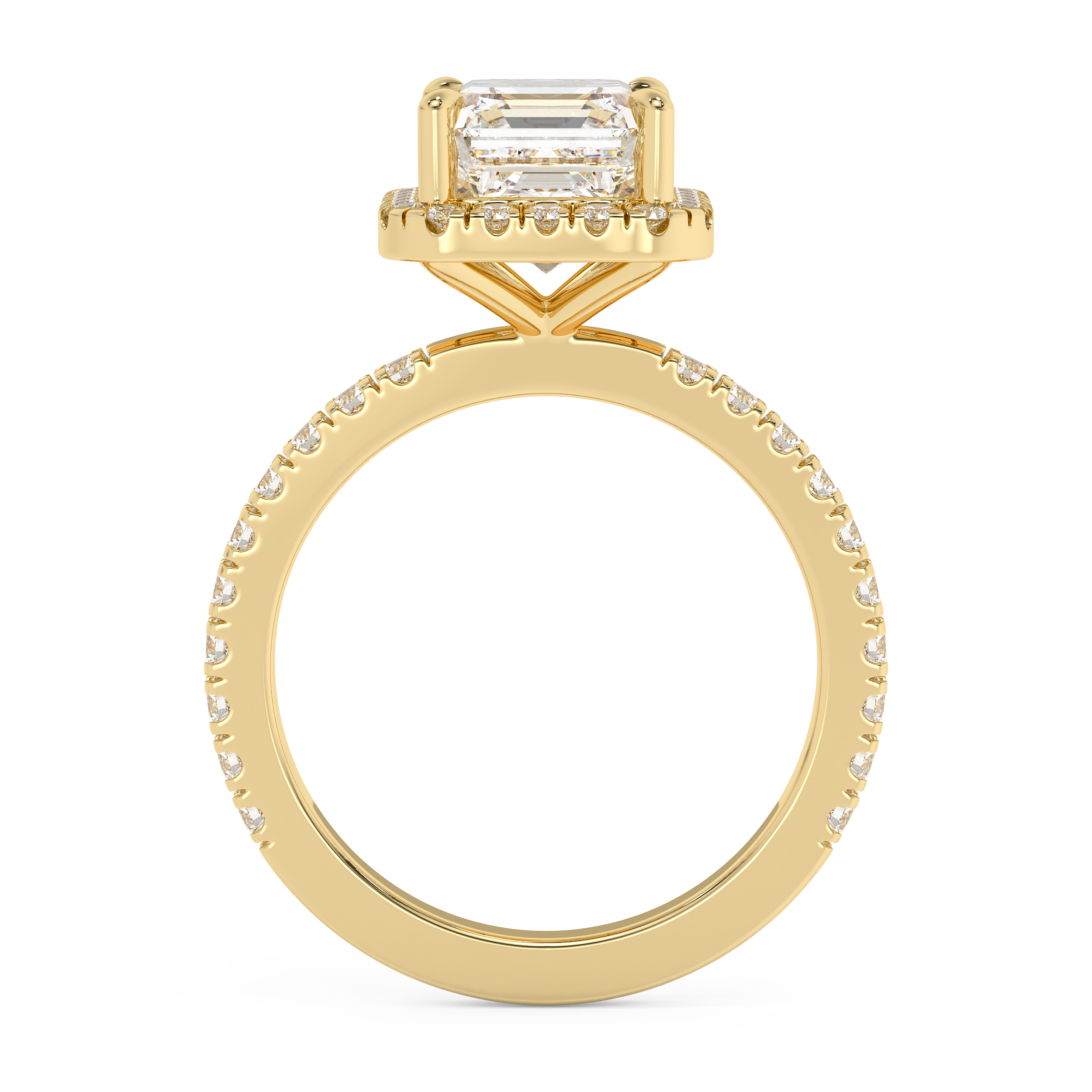 Emerald Halo & Pave Lab Grown Diamond Engagement Ring