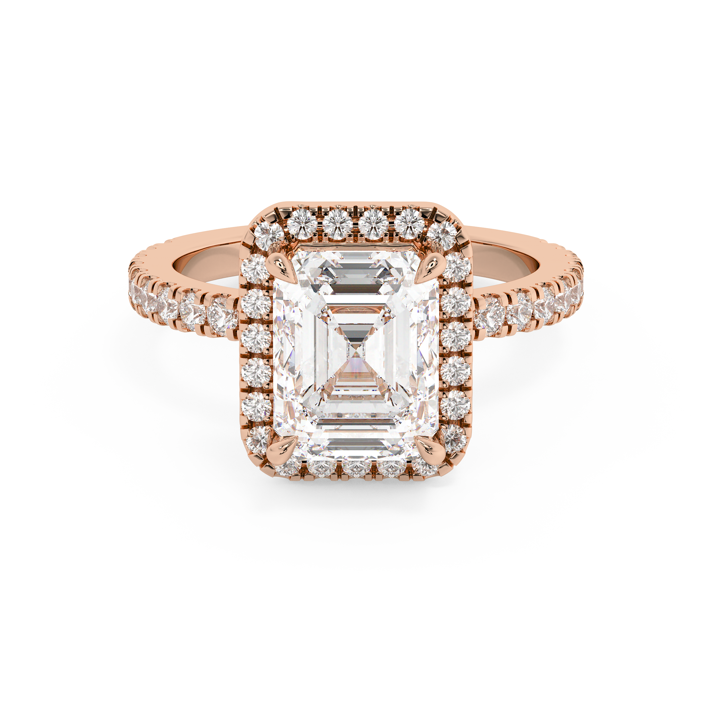 Emerald Halo & Pave Lab Grown Diamond Engagement Ring