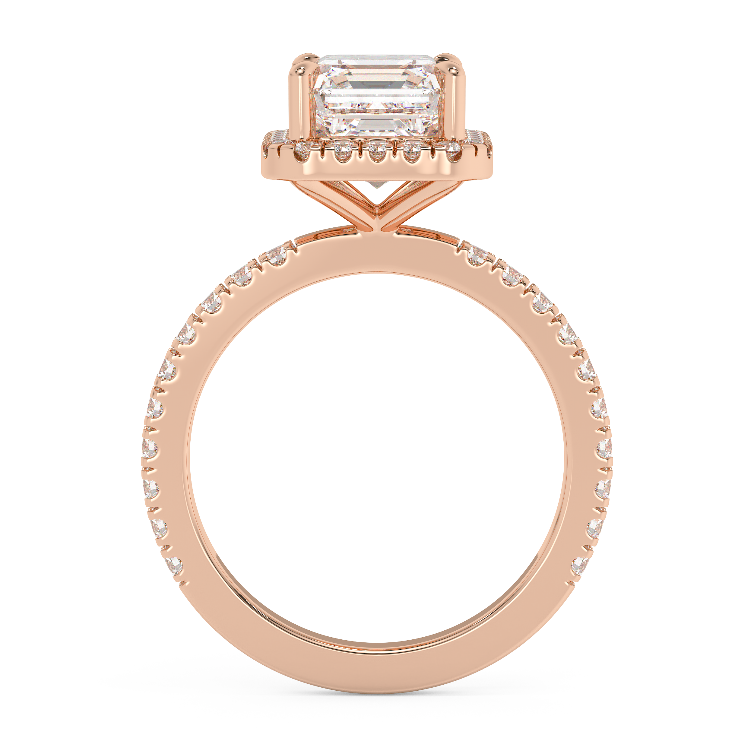 Emerald Halo & Pave Lab Grown Diamond Engagement Ring