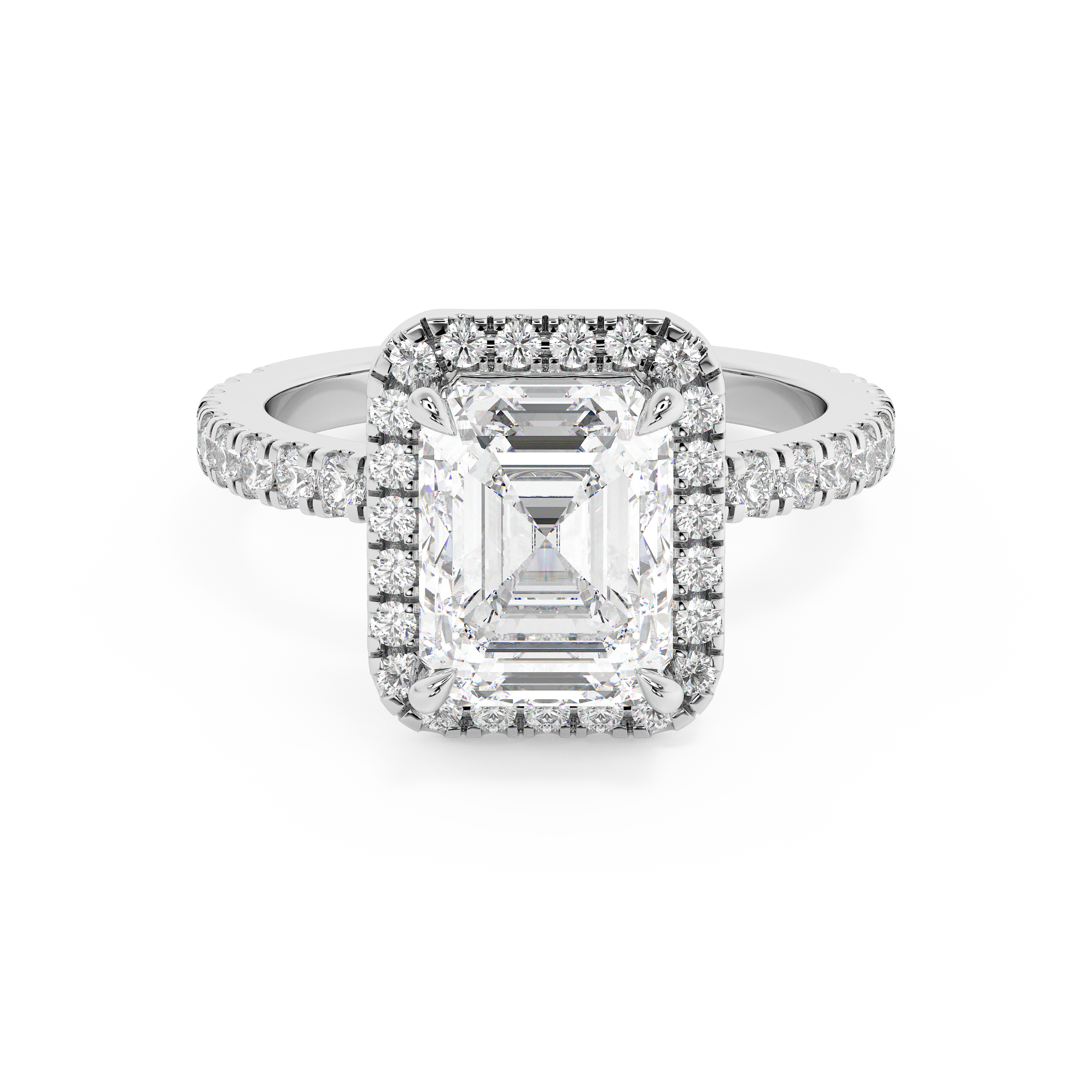 Emerald Halo & Pave Lab Grown Diamond Engagement Ring