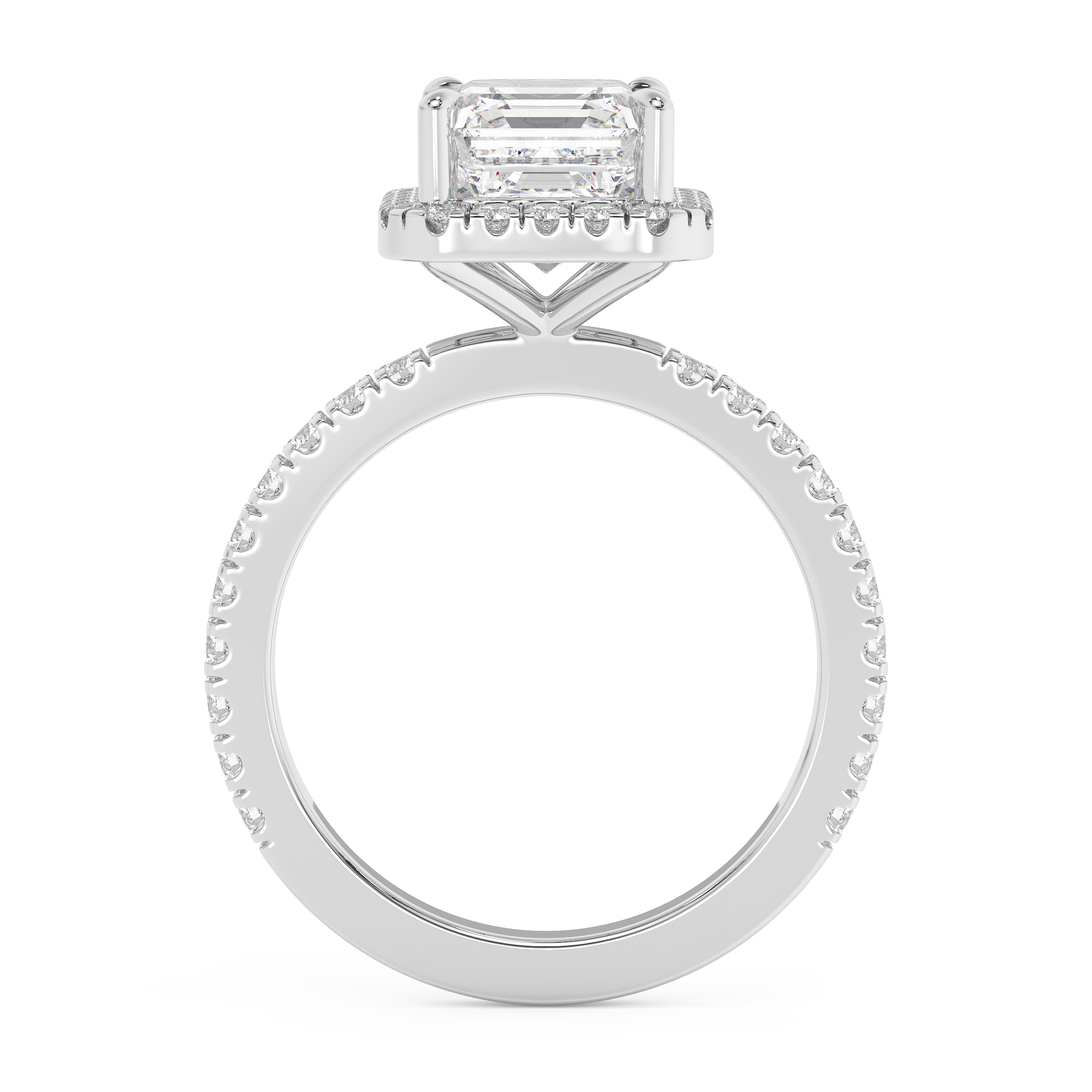 Emerald Halo & Pave Lab Grown Diamond Engagement Ring