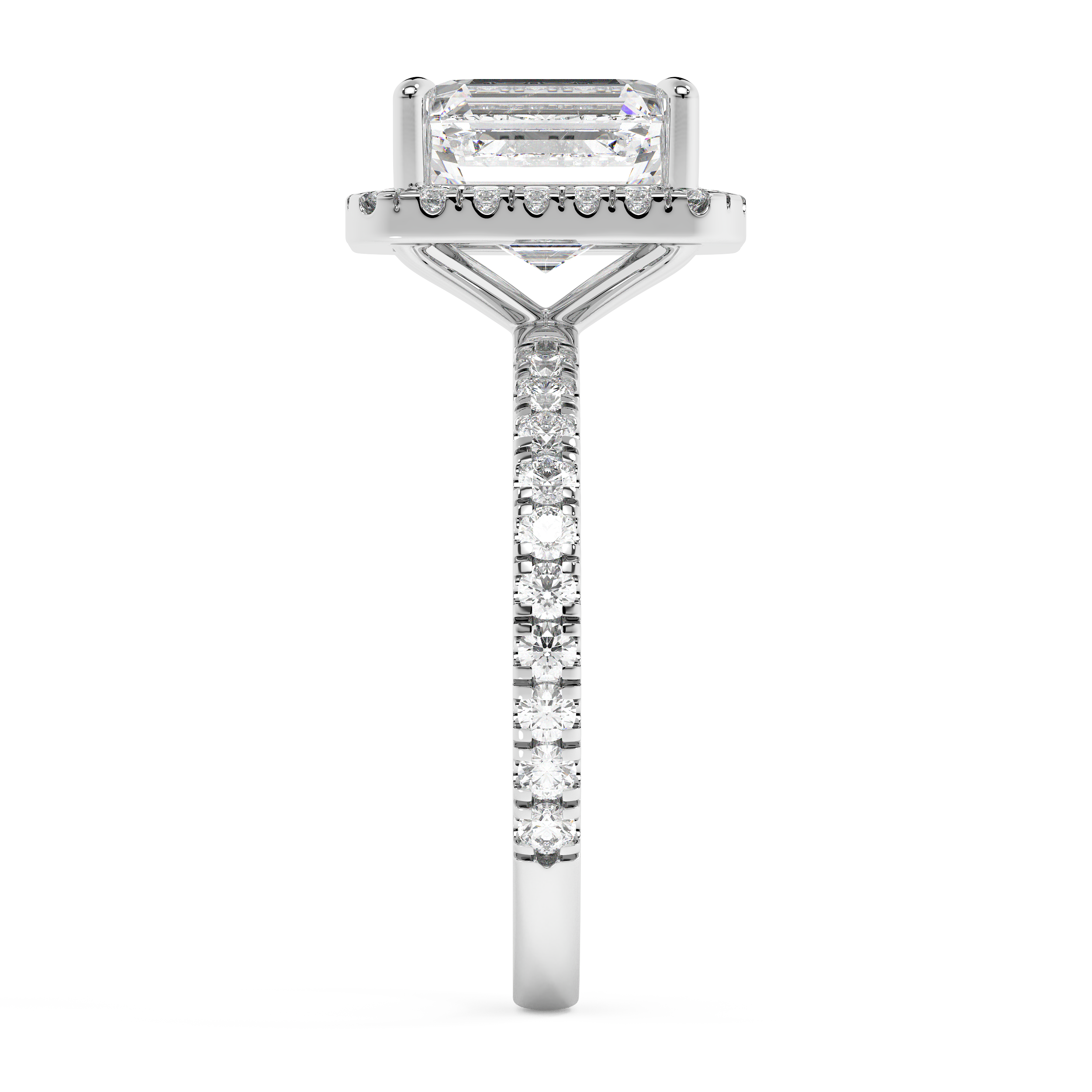 Emerald Halo & Pave Lab Grown Diamond Engagement Ring