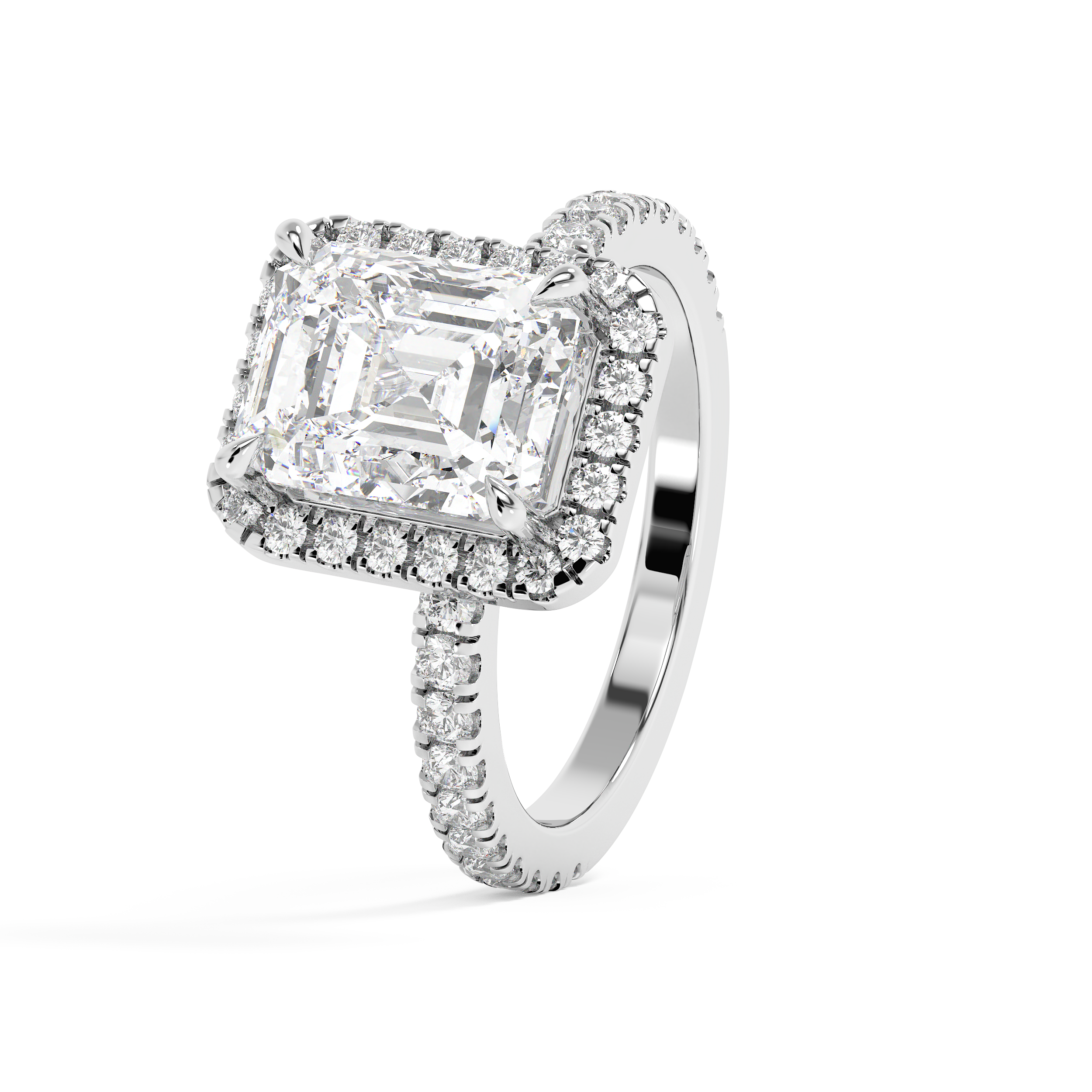 Emerald Halo & Pave Lab Grown Diamond Engagement Ring