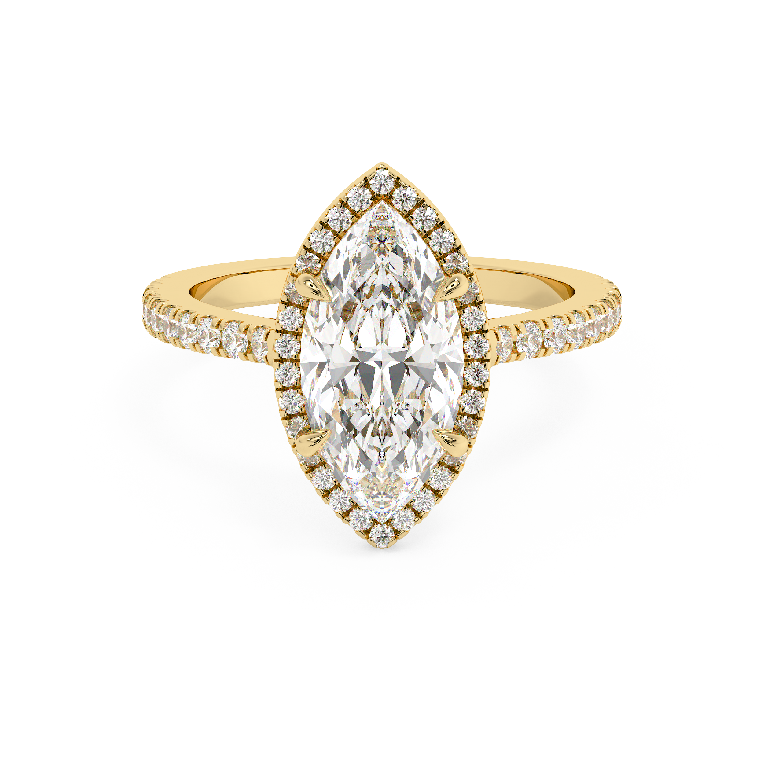Marquise Halo & Pave Cathedral Lab Grown Diamond Engagement Ring