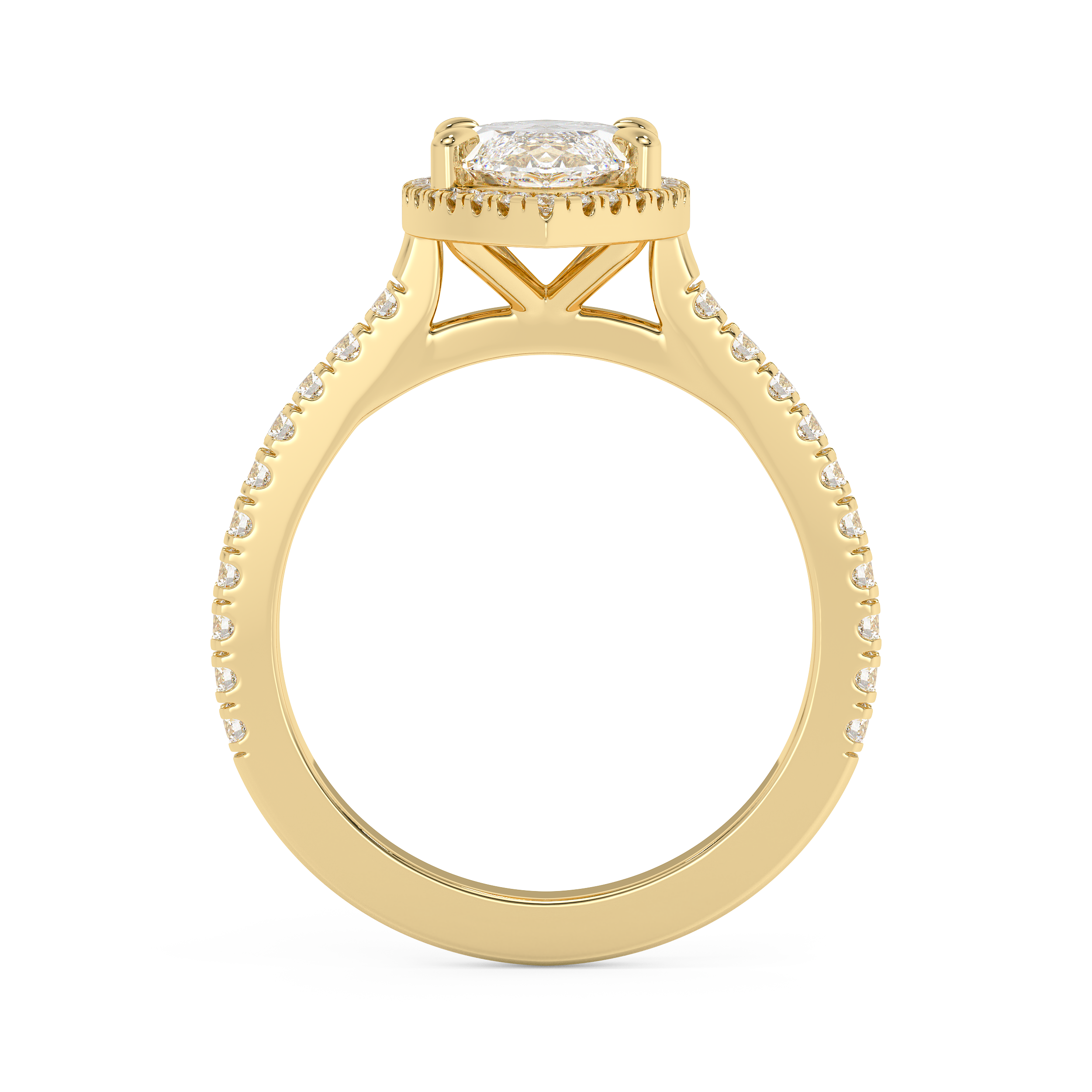 Marquise Halo & Pave Cathedral Lab Grown Diamond Engagement Ring