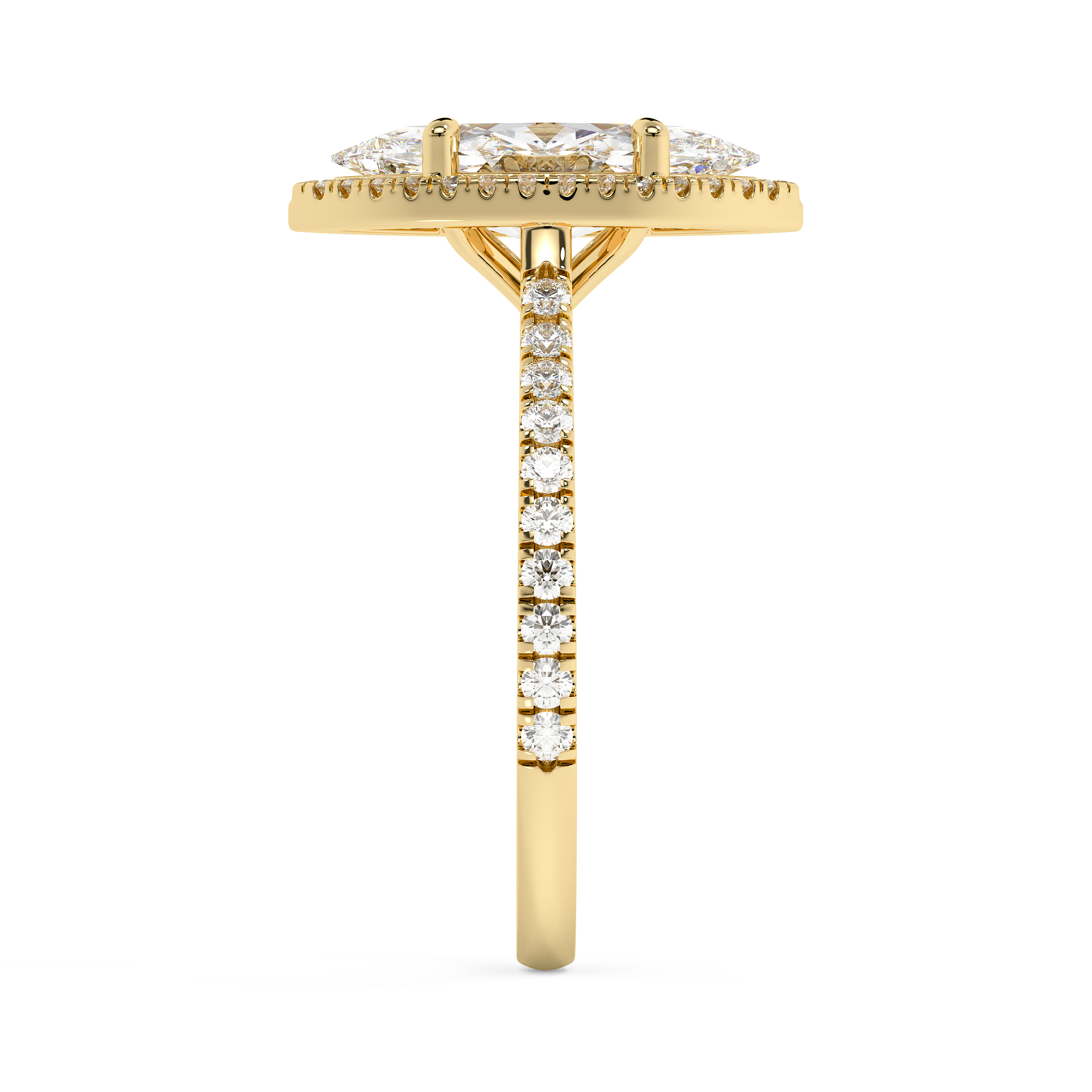 Marquise Halo & Pave Cathedral Lab Grown Diamond Engagement Ring