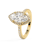 Marquise Halo & Pave Cathedral Lab Grown Diamond Engagement Ring