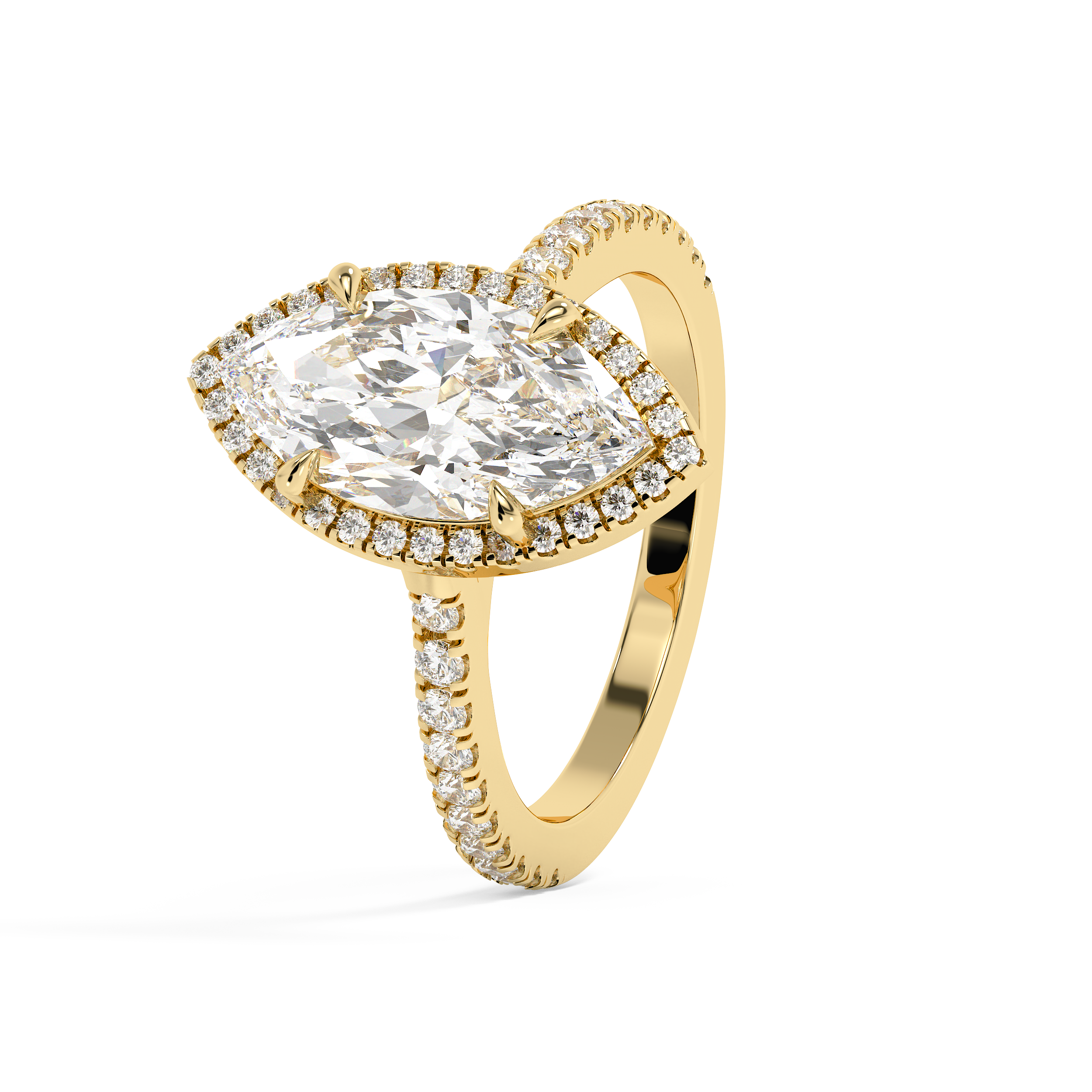 Marquise Halo & Pave Cathedral Lab Grown Diamond Engagement Ring