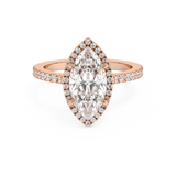 Marquise Halo & Pave Cathedral Lab Grown Diamond Engagement Ring