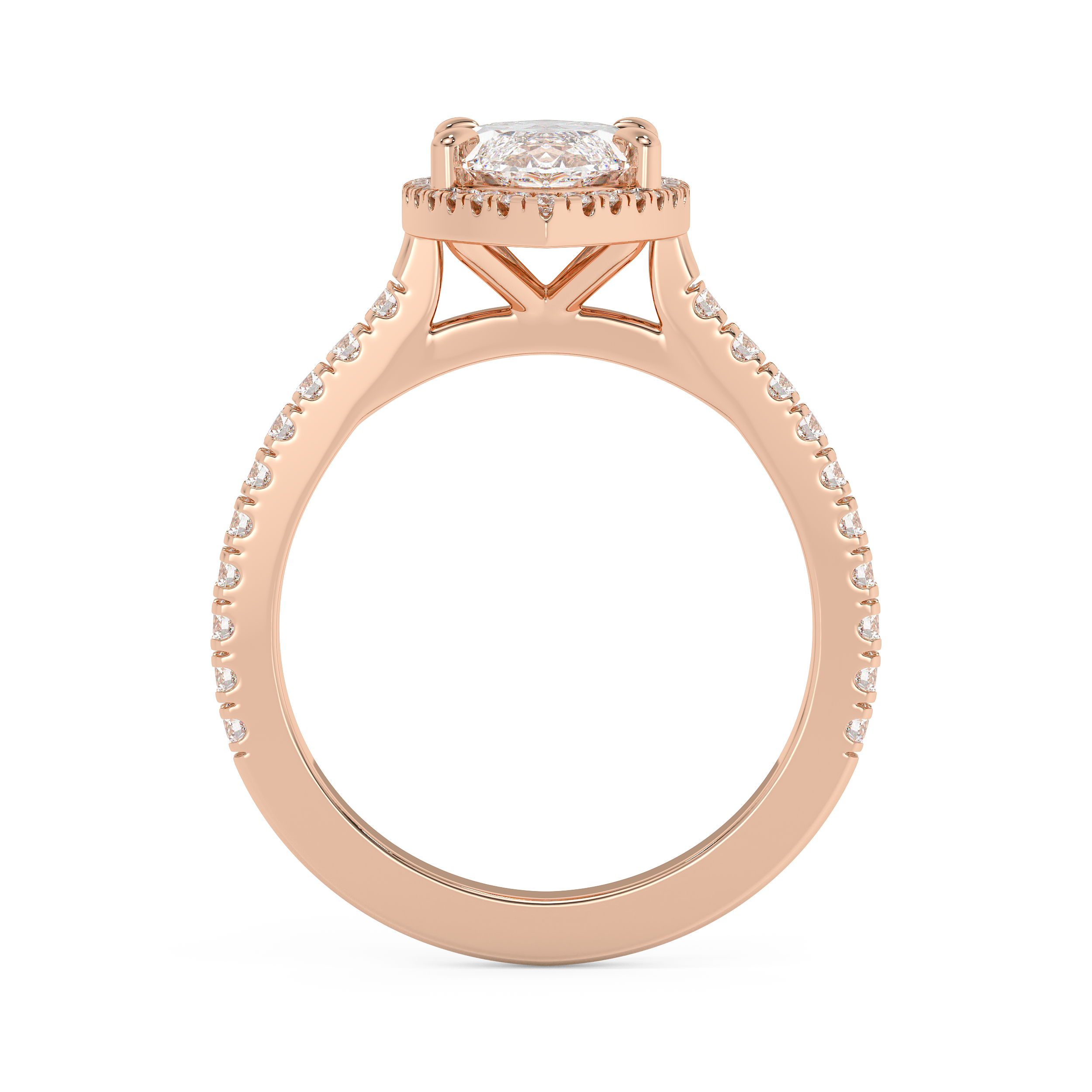 Marquise Halo & Pave Cathedral Lab Grown Diamond Engagement Ring