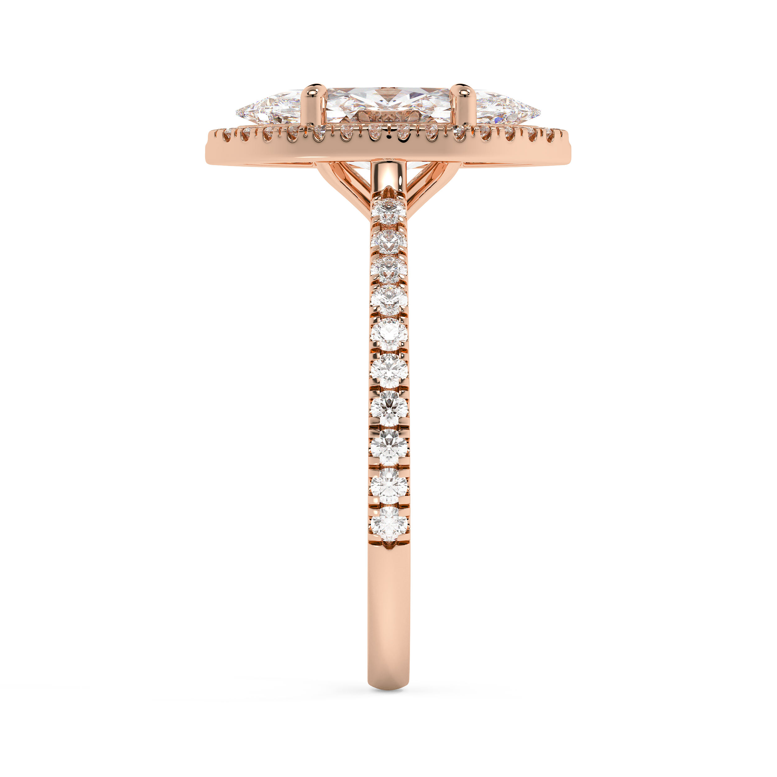 Marquise Halo & Pave Cathedral Lab Grown Diamond Engagement Ring