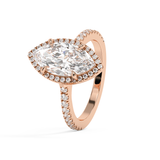 Marquise Halo & Pave Cathedral Lab Grown Diamond Engagement Ring