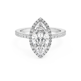 Marquise Halo & Pave Cathedral Lab Grown Diamond Engagement Ring