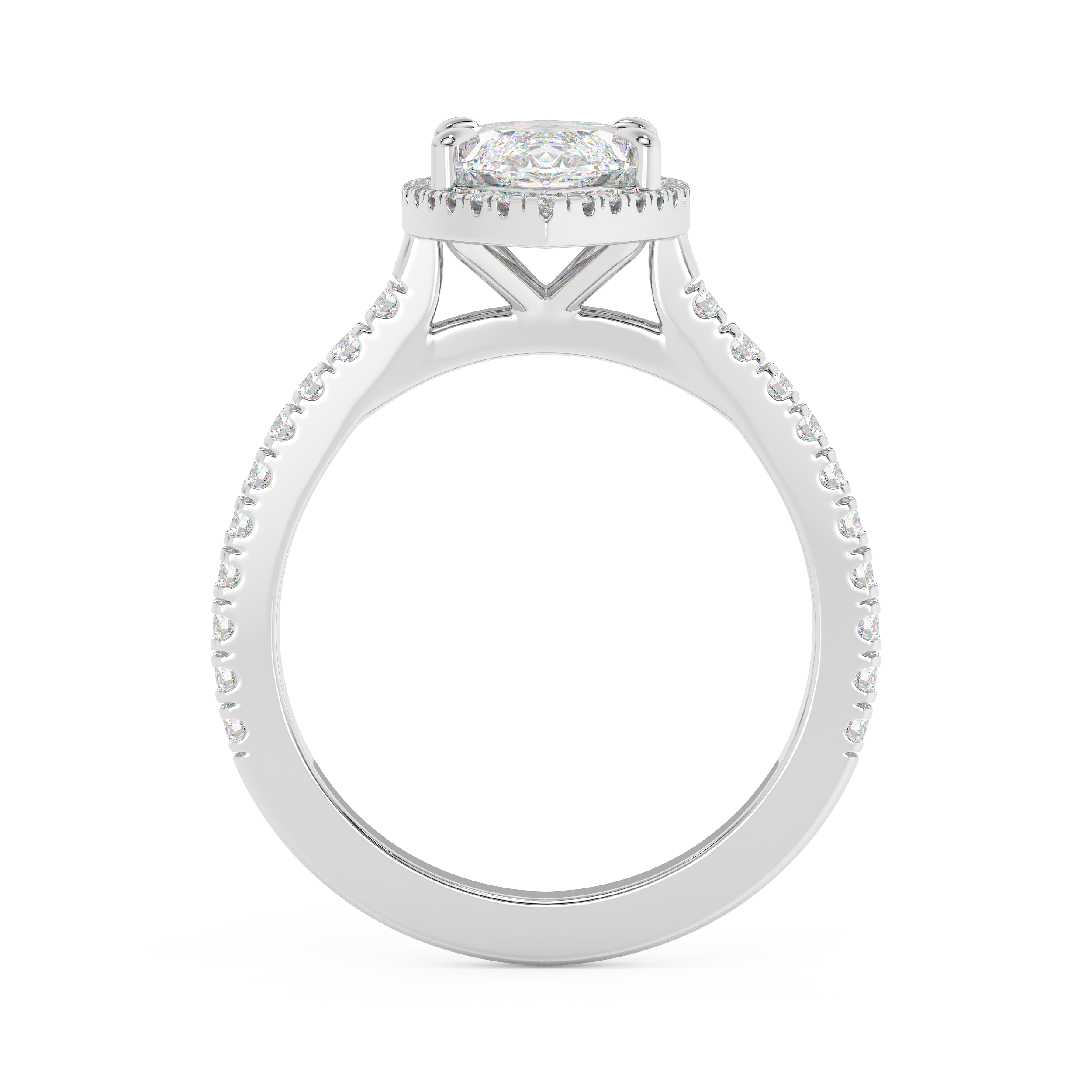 Marquise Halo & Pave Cathedral Lab Grown Diamond Engagement Ring