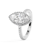 Marquise Halo & Pave Cathedral Lab Grown Diamond Engagement Ring