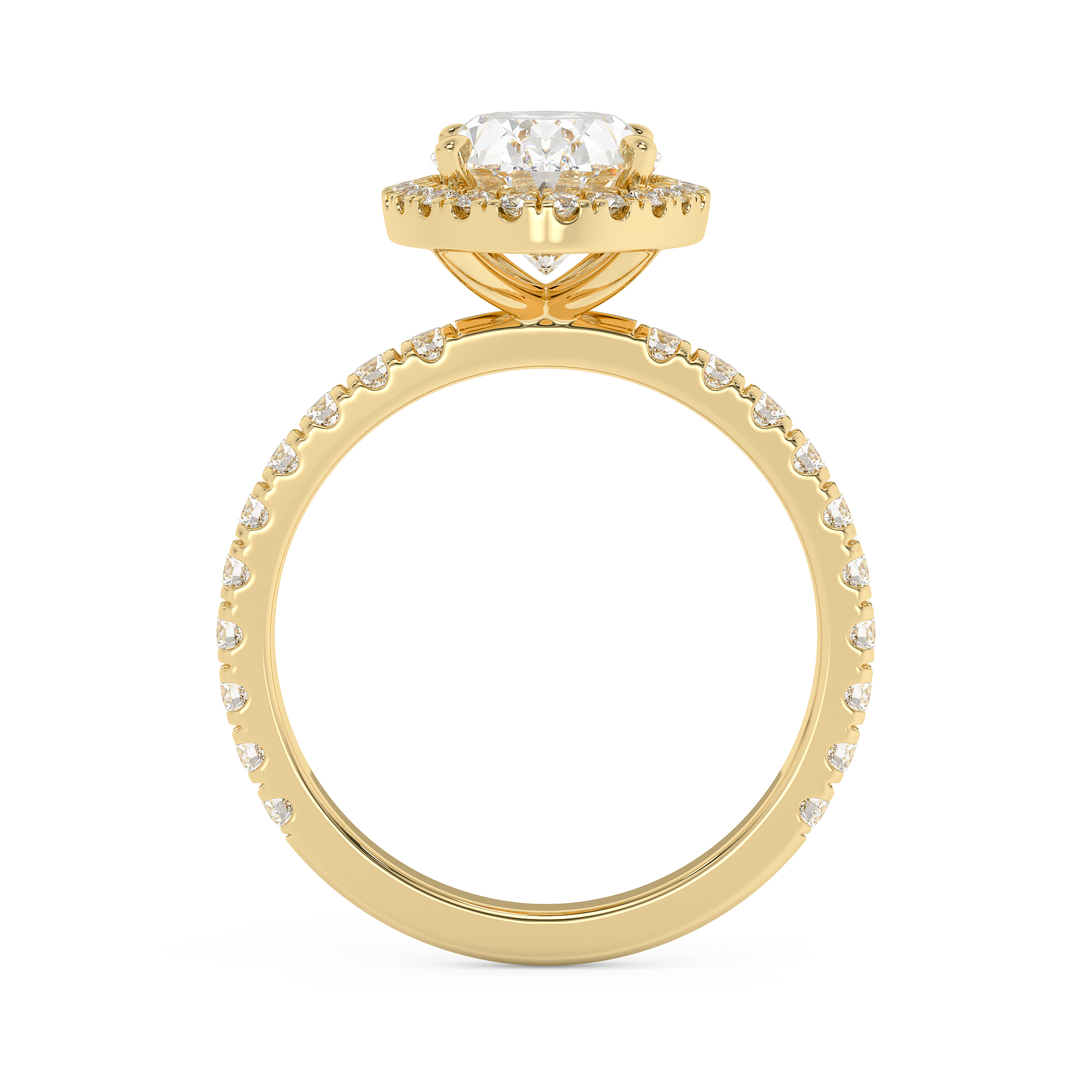 Oval Halo & Pave Lab Grown Diamond Engagement Ring
