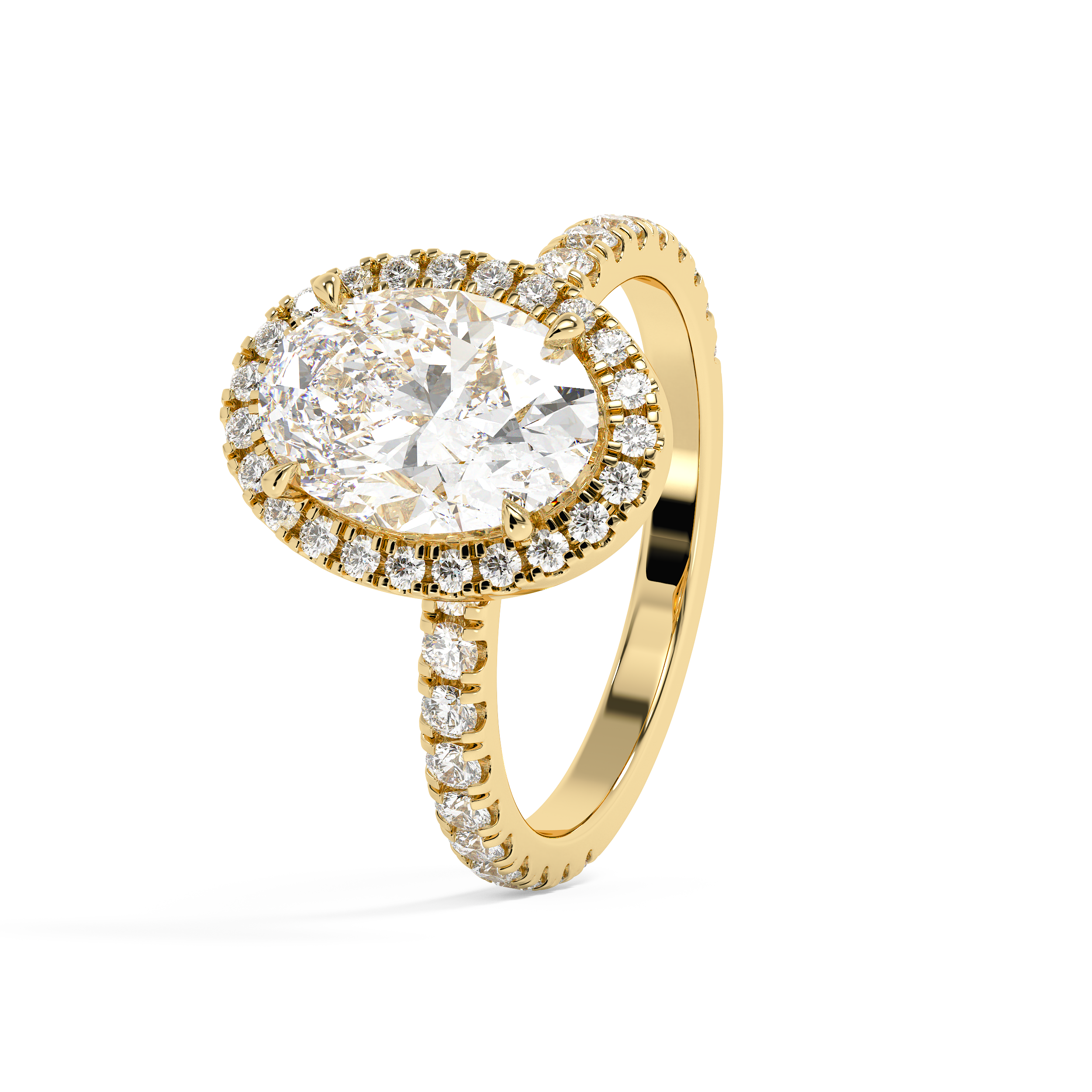 Oval Halo & Pave Lab Grown Diamond Engagement Ring