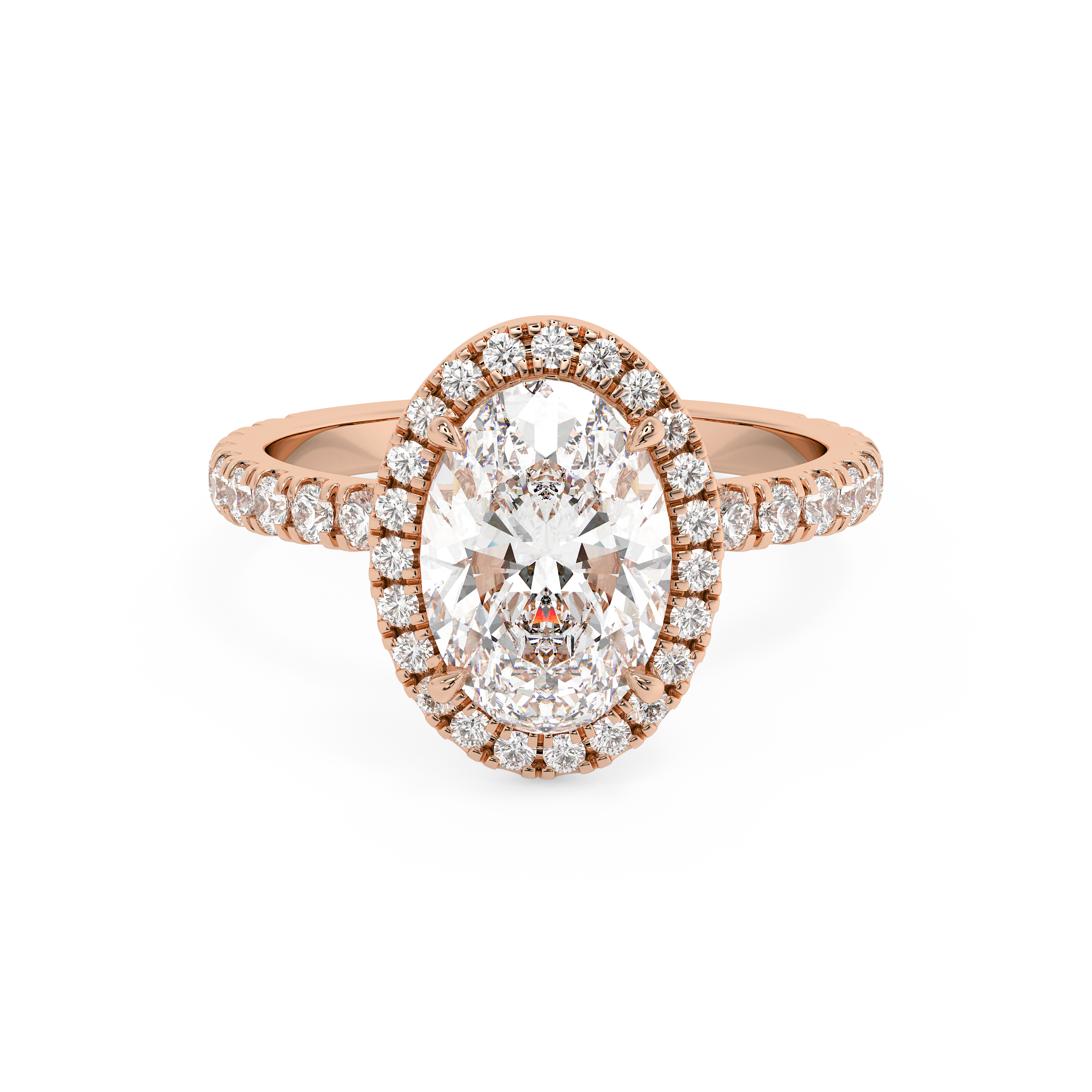 Oval Halo & Pave Lab Grown Diamond Engagement Ring