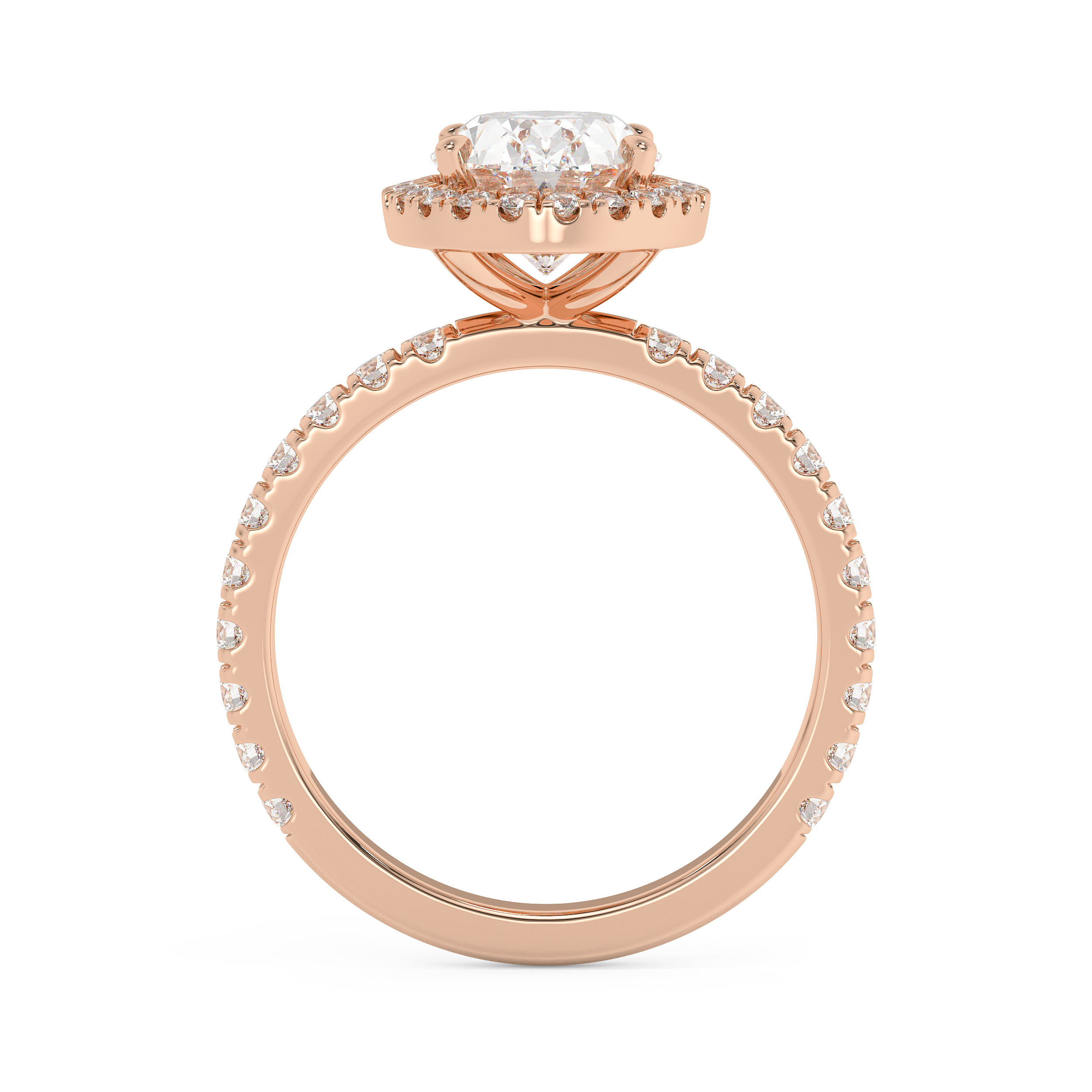 Oval Halo & Pave Lab Grown Diamond Engagement Ring