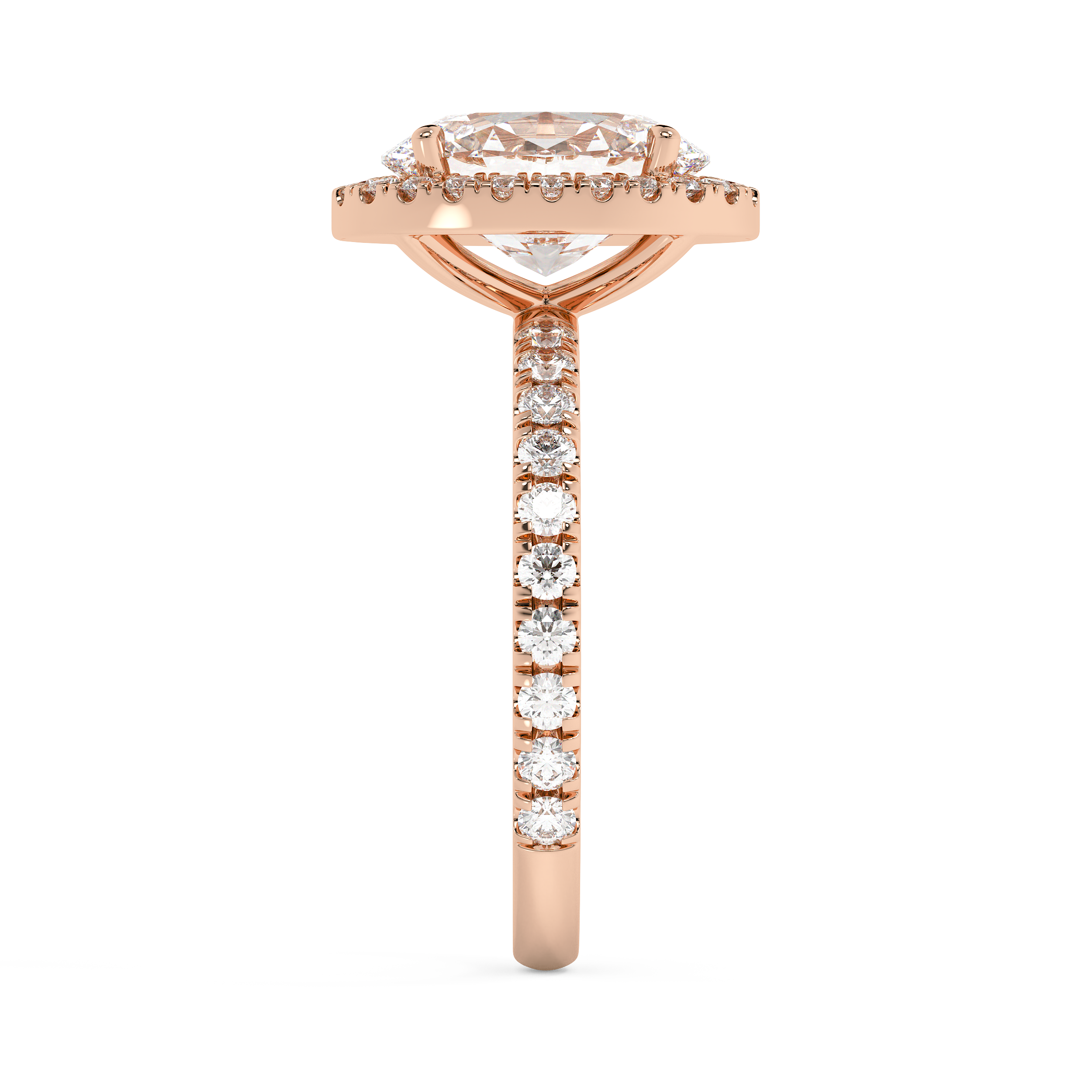 Oval Halo & Pave Lab Grown Diamond Engagement Ring