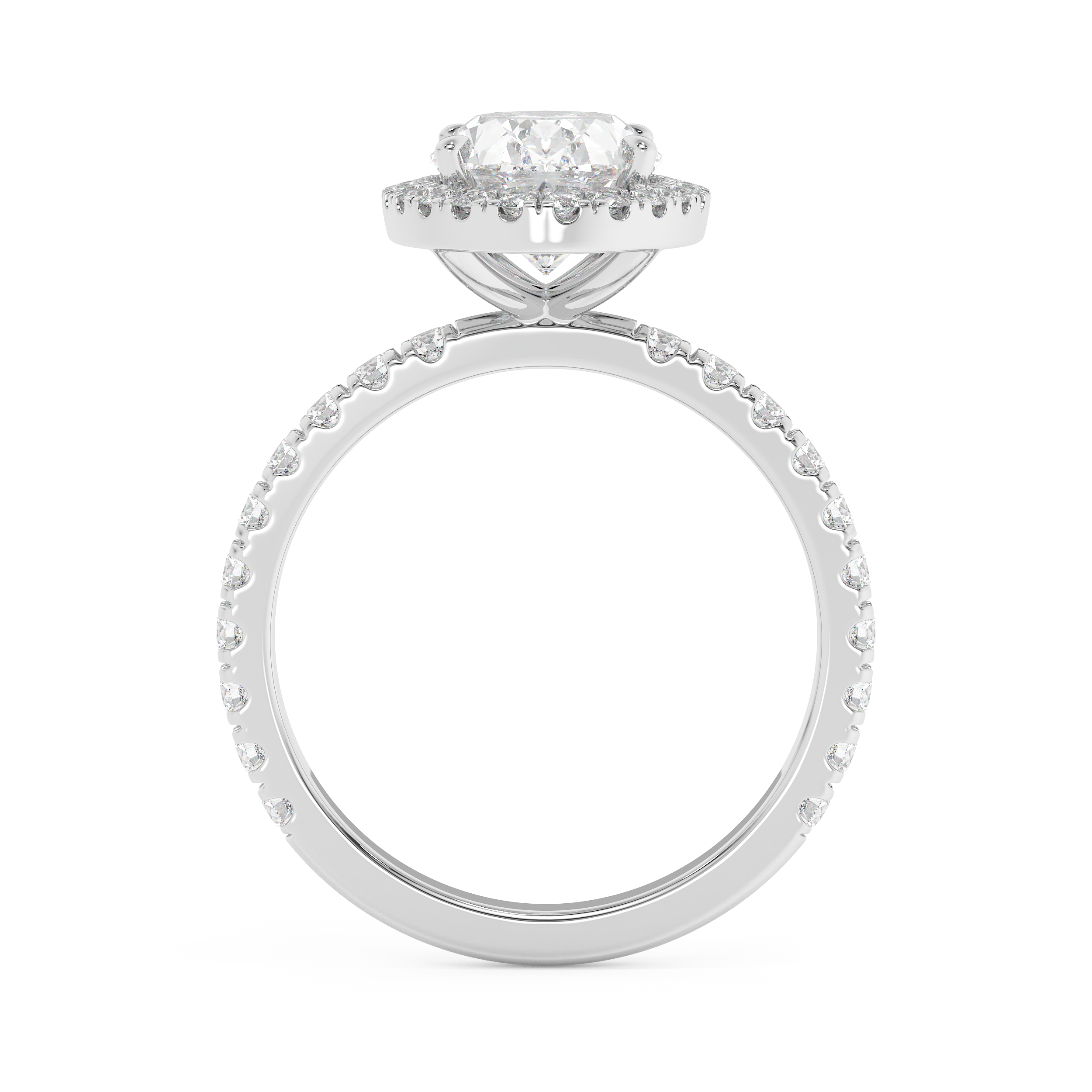 Oval Halo & Pave Lab Grown Diamond Engagement Ring