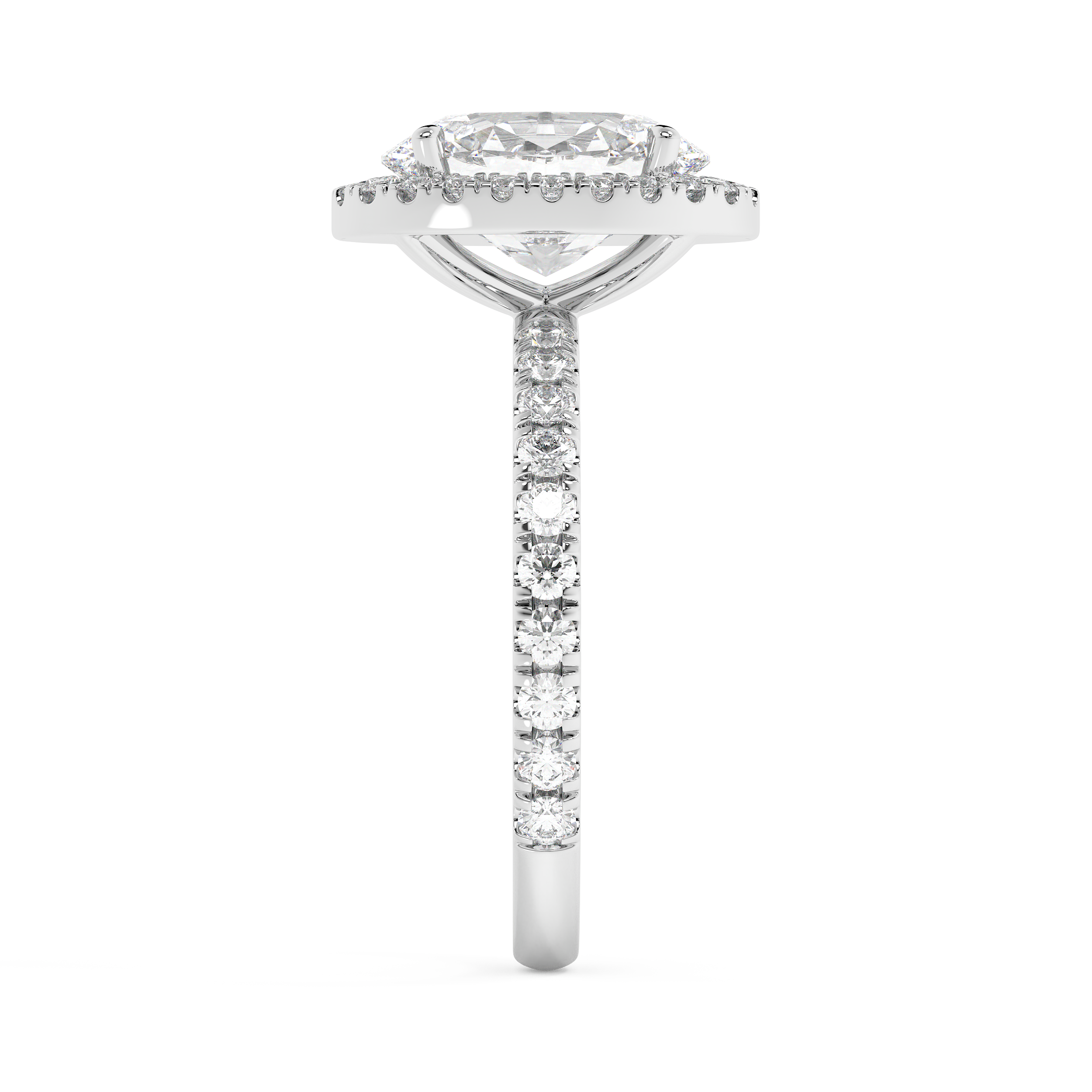 Oval Halo & Pave Lab Grown Diamond Engagement Ring