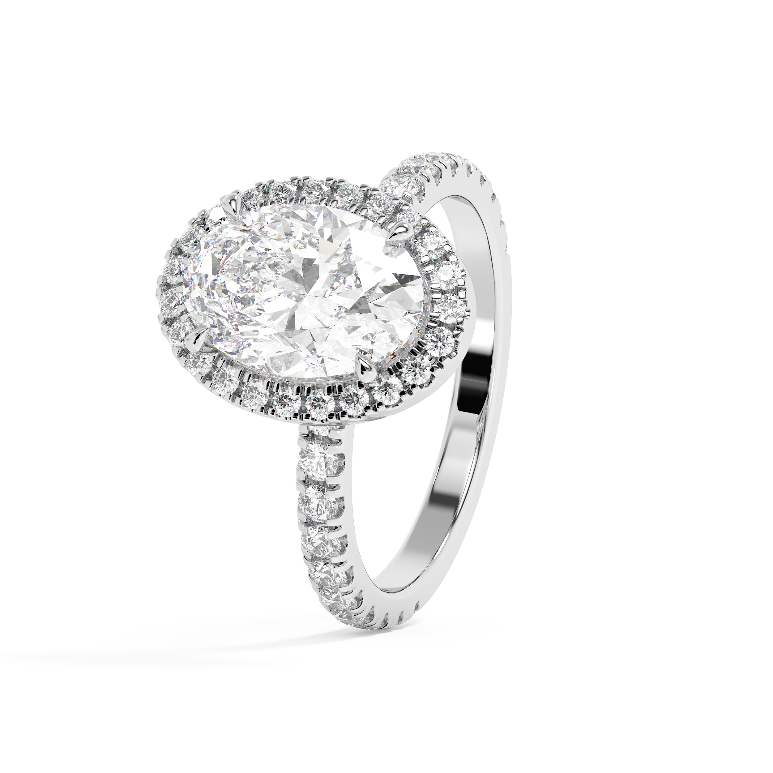 Oval Halo & Pave Lab Grown Diamond Engagement Ring