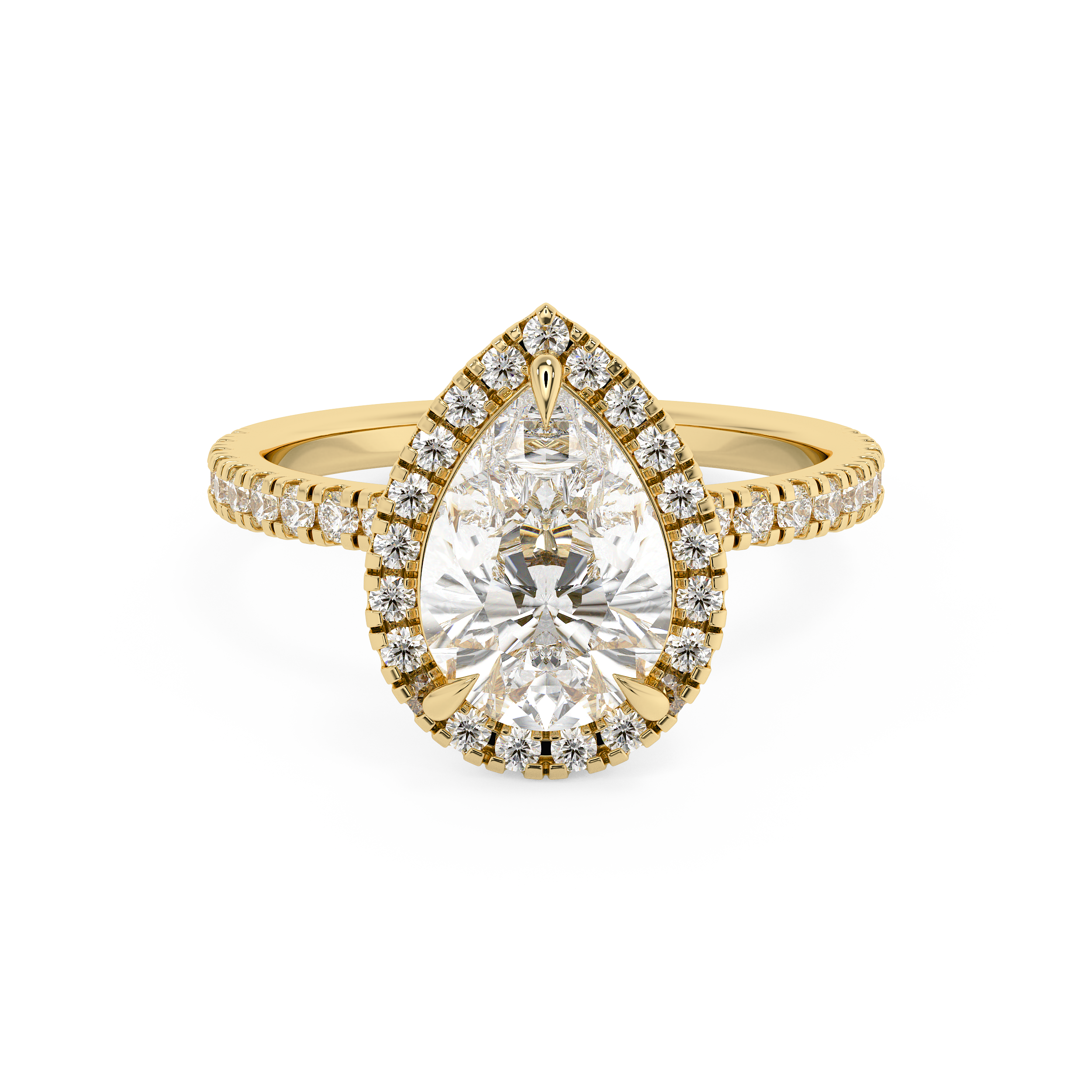 Pear Halo & Pave Lab Grown Diamond Engagement Ring