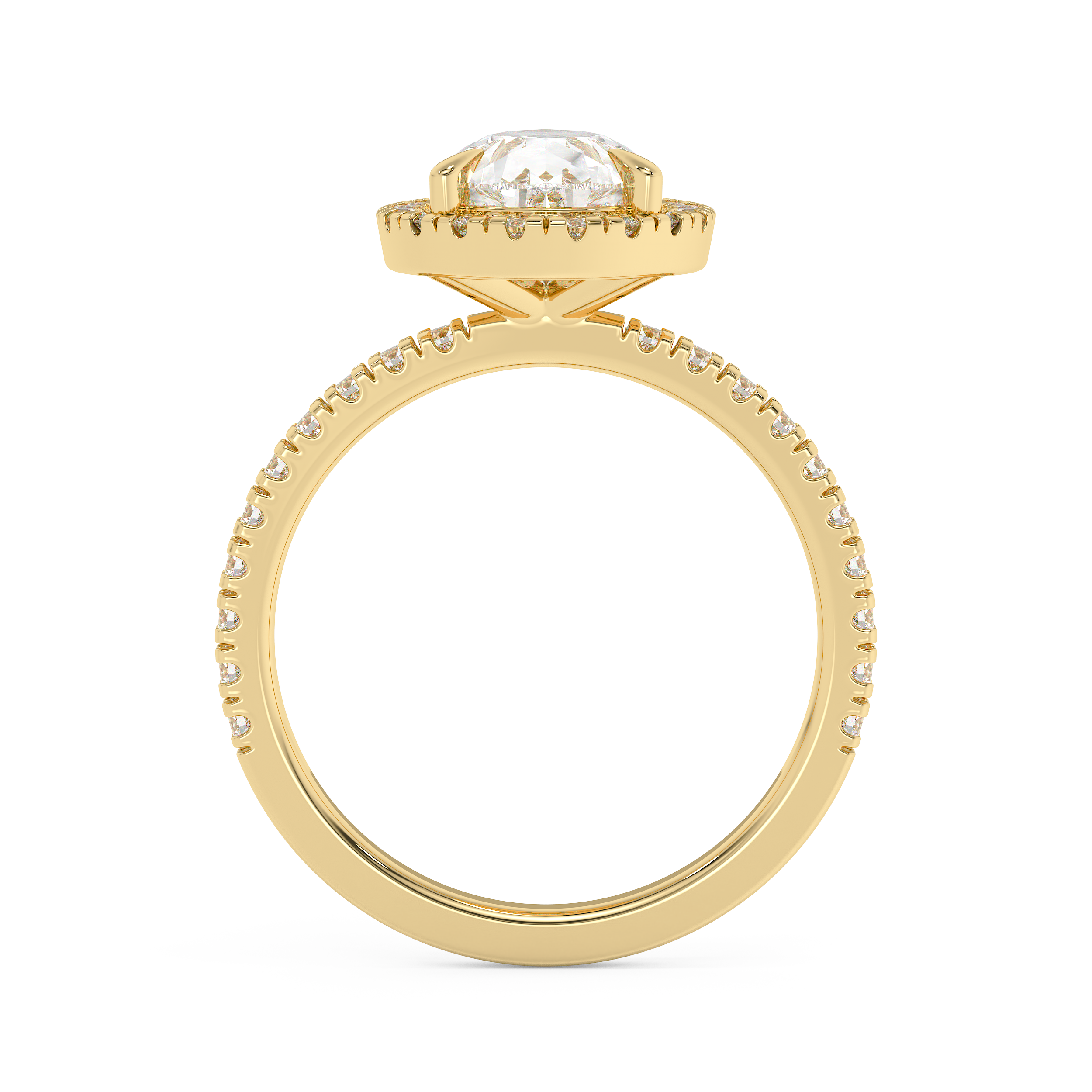 Pear Halo & Pave Lab Grown Diamond Engagement Ring