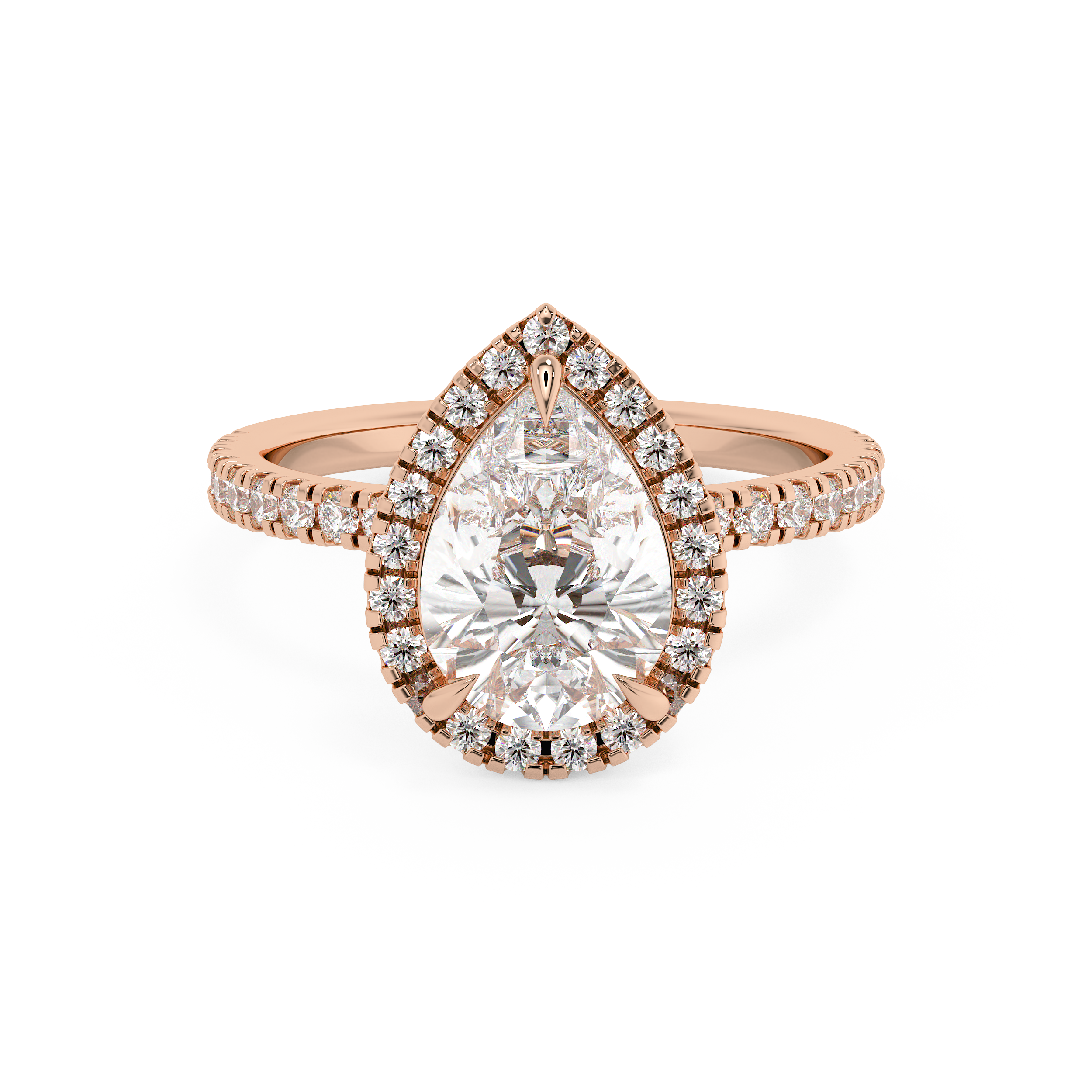 Pear Halo & Pave Lab Grown Diamond Engagement Ring