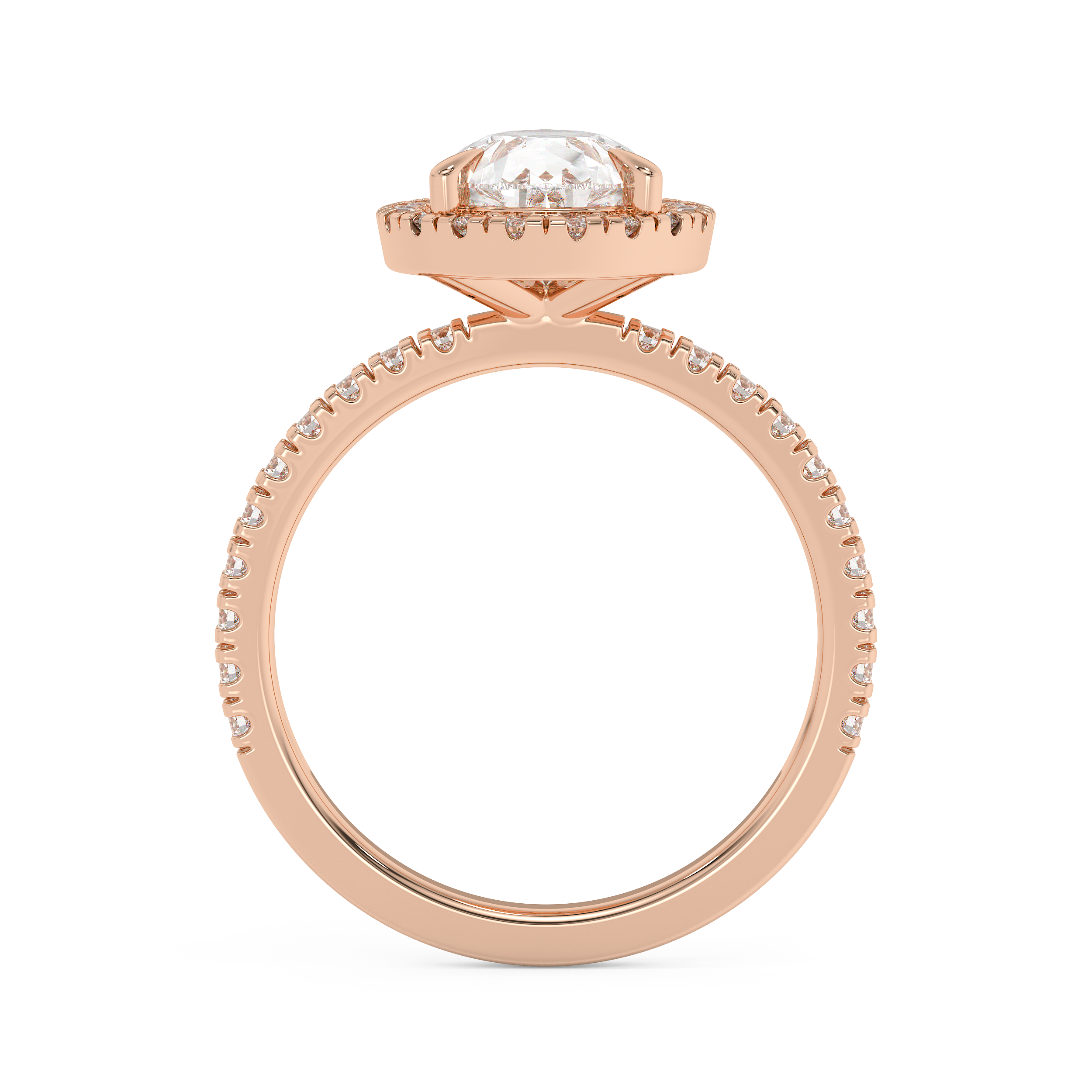 Pear Halo & Pave Lab Grown Diamond Engagement Ring