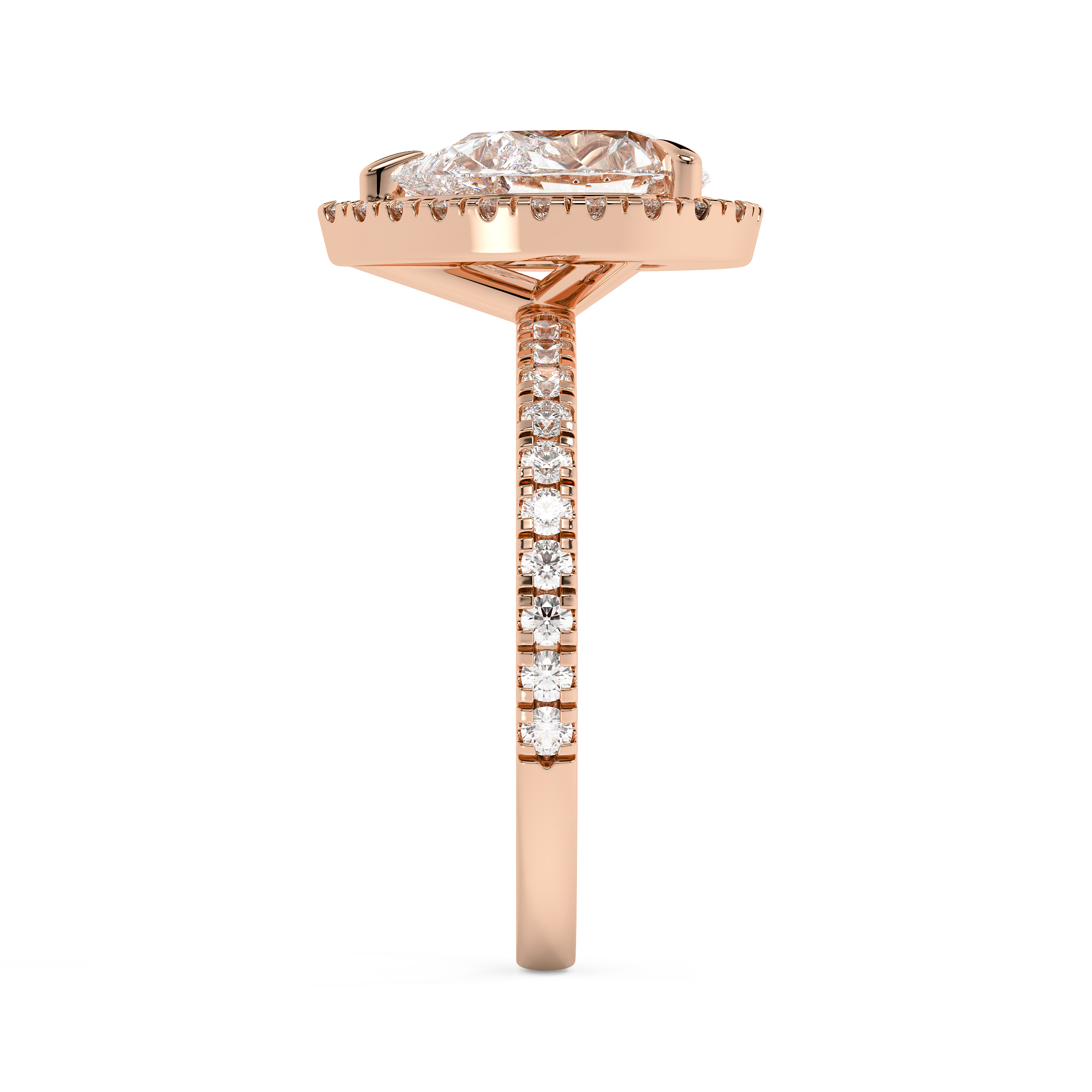 Pear Halo & Pave Lab Grown Diamond Engagement Ring