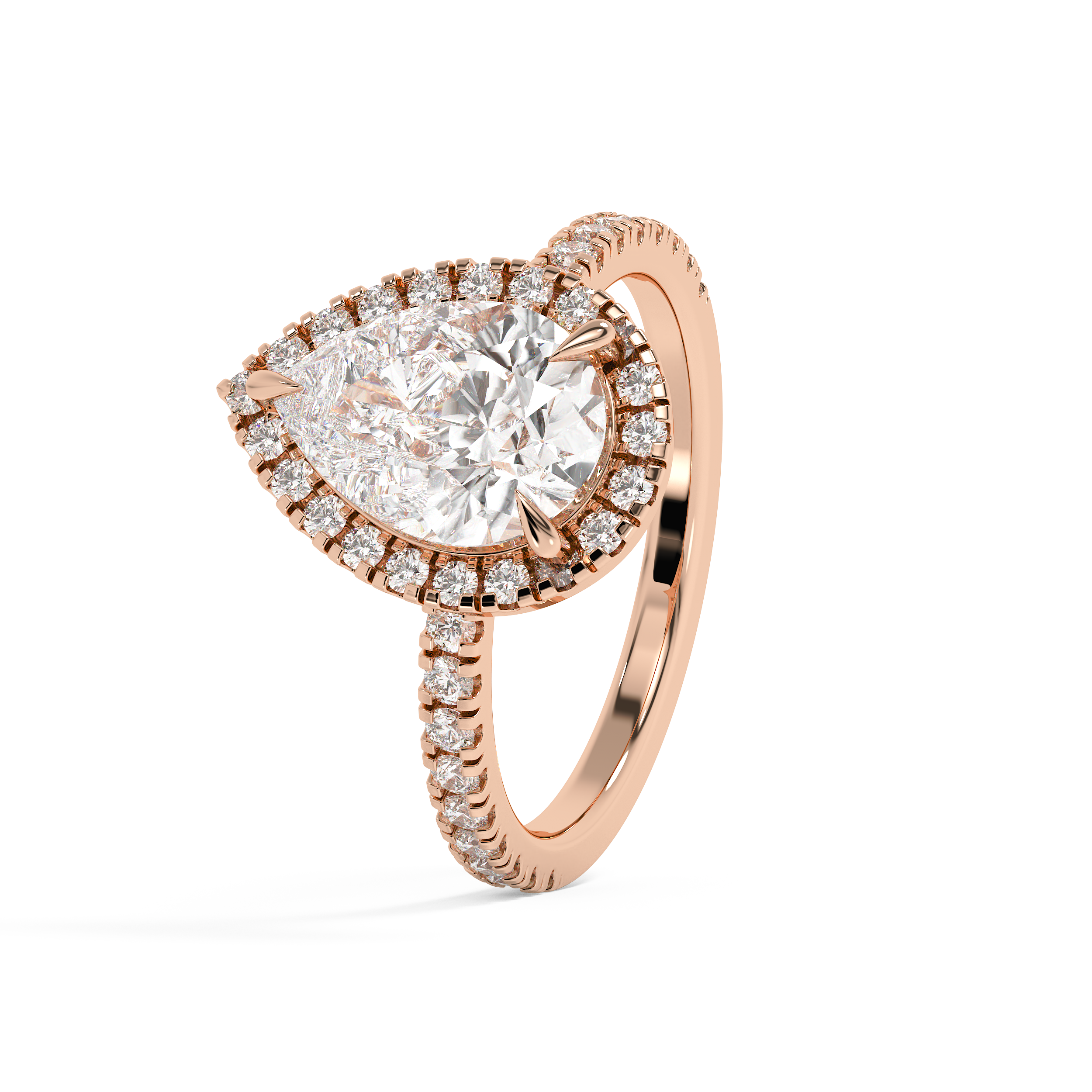 Pear Halo & Pave Lab Grown Diamond Engagement Ring