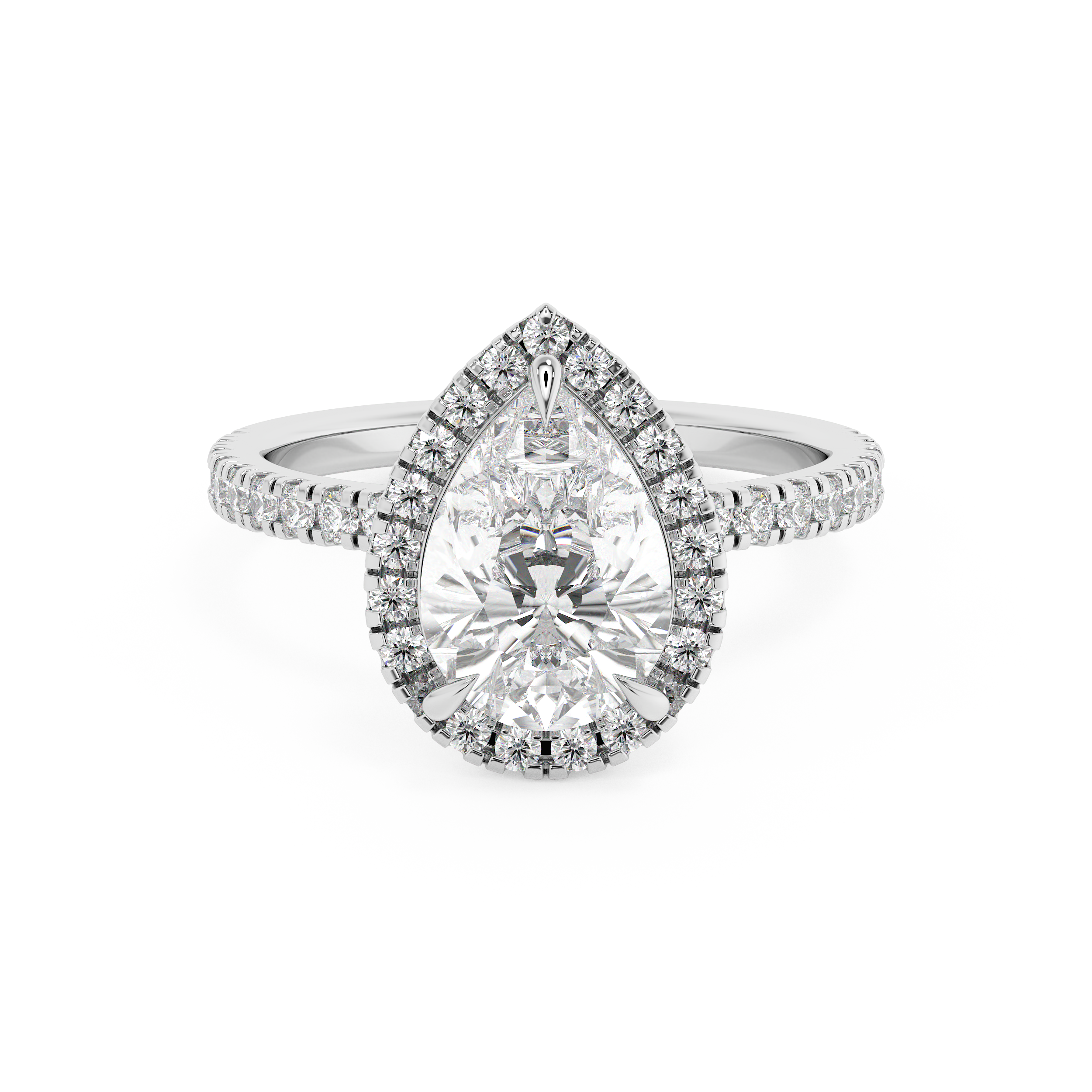 Pear Halo & Pave Lab Grown Diamond Engagement Ring