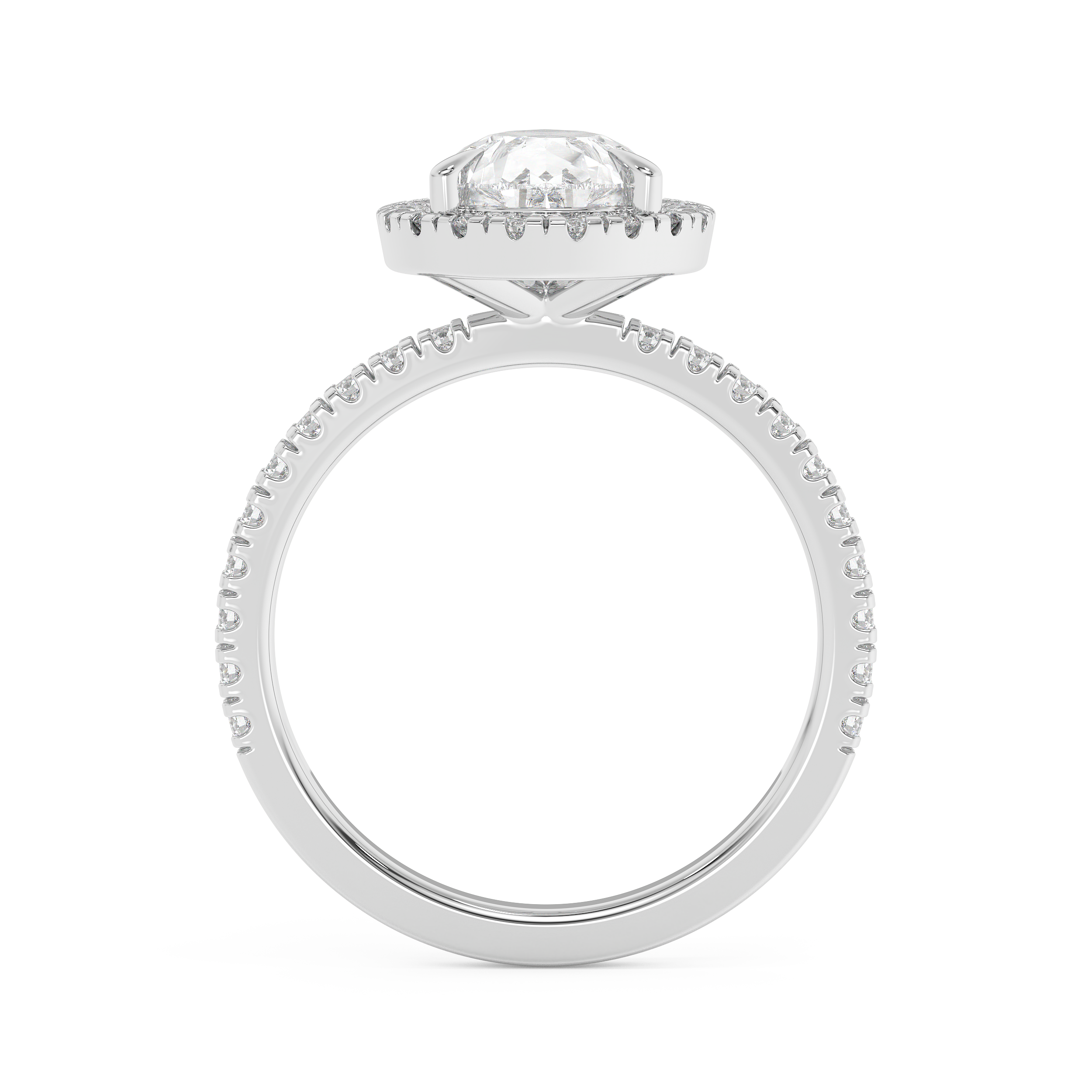 Pear Halo & Pave Lab Grown Diamond Engagement Ring