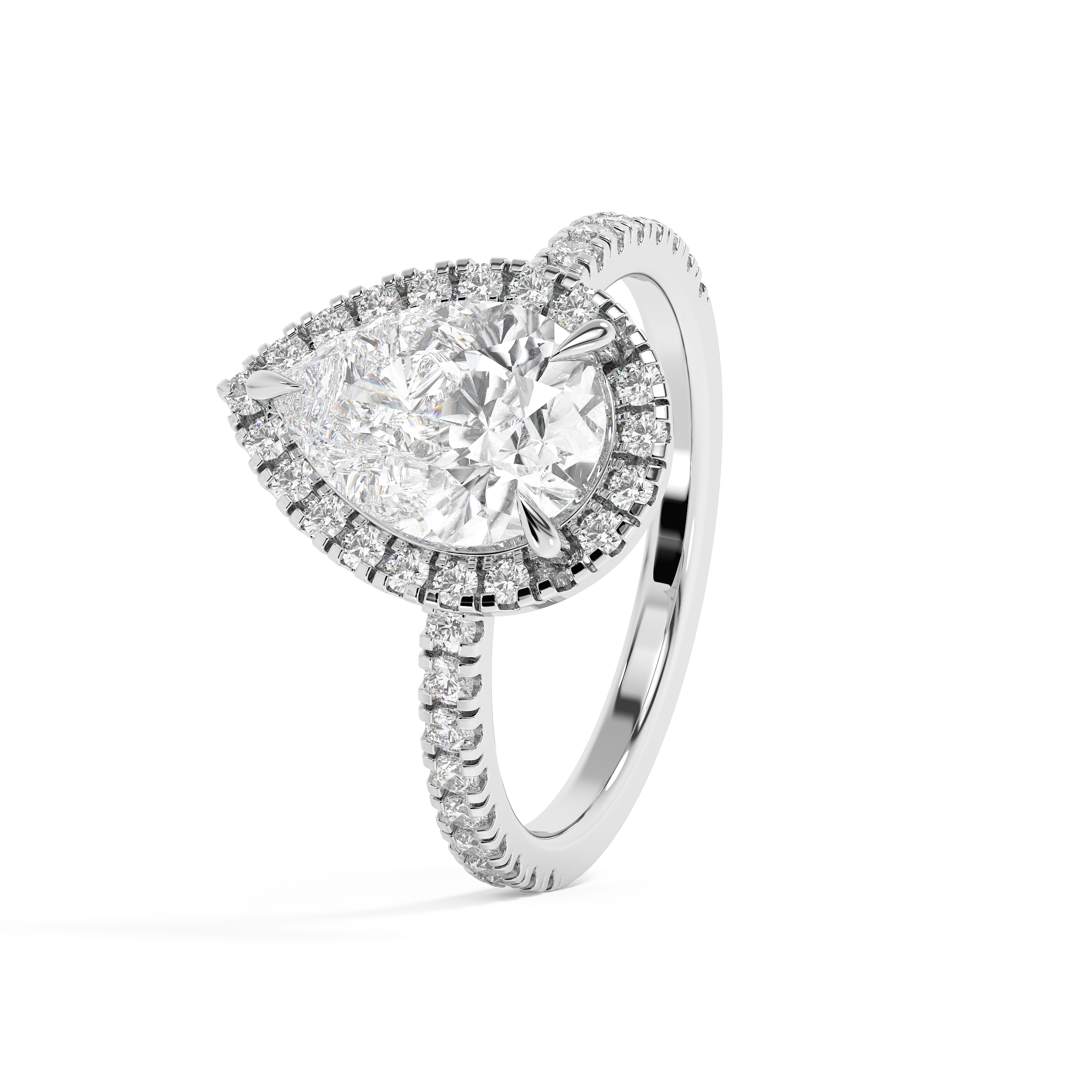 Pear Halo & Pave Lab Grown Diamond Engagement Ring
