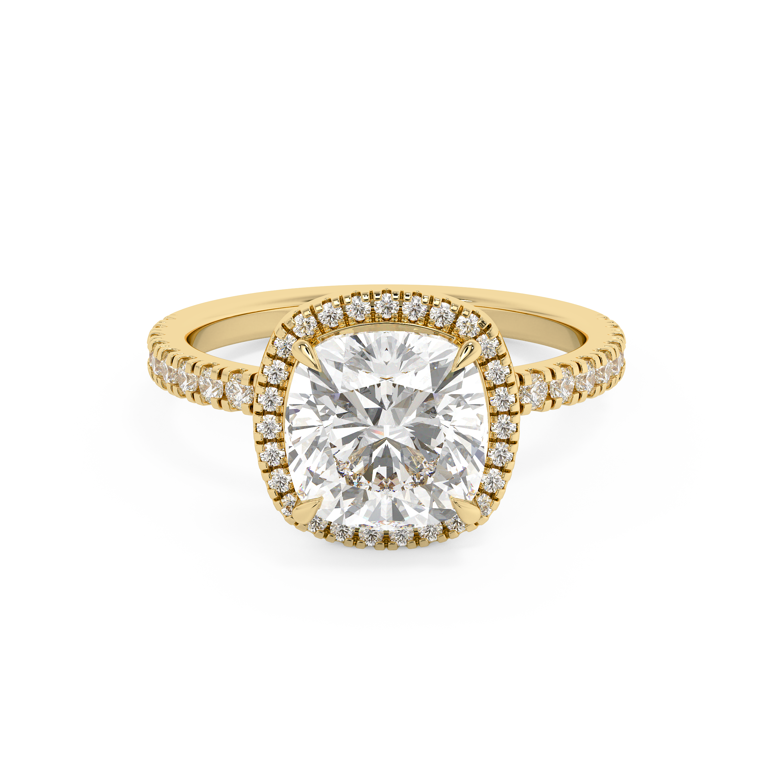 Cushion Halo & Pave Lab Grown Diamond Engagement Ring