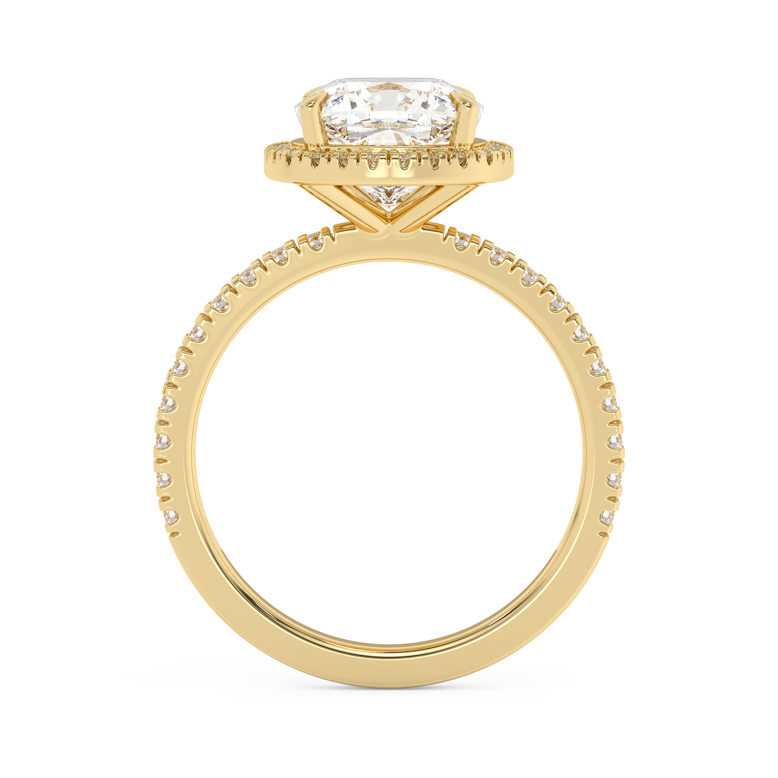 Cushion Halo & Pave Lab Grown Diamond Engagement Ring