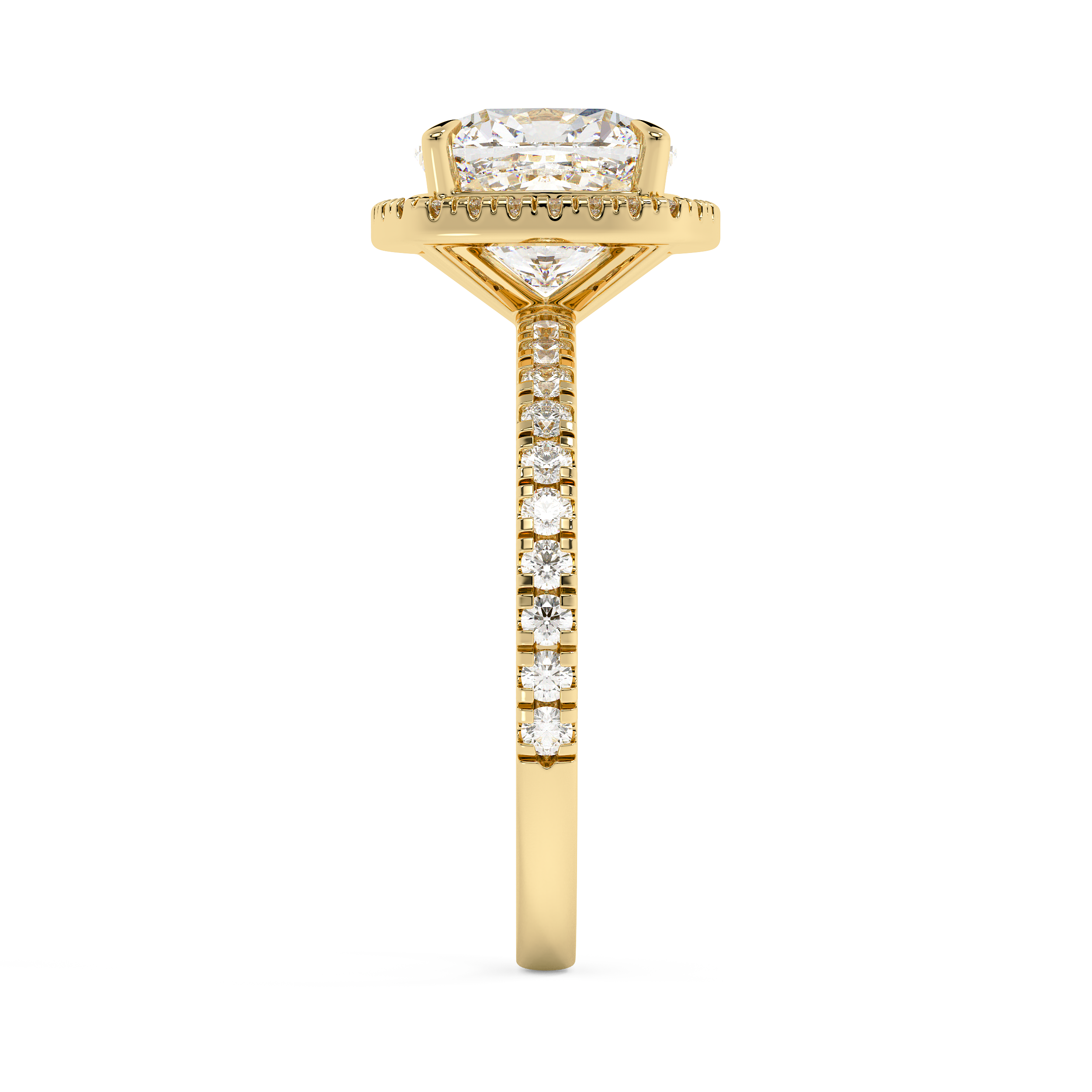 Cushion Halo & Pave Lab Grown Diamond Engagement Ring