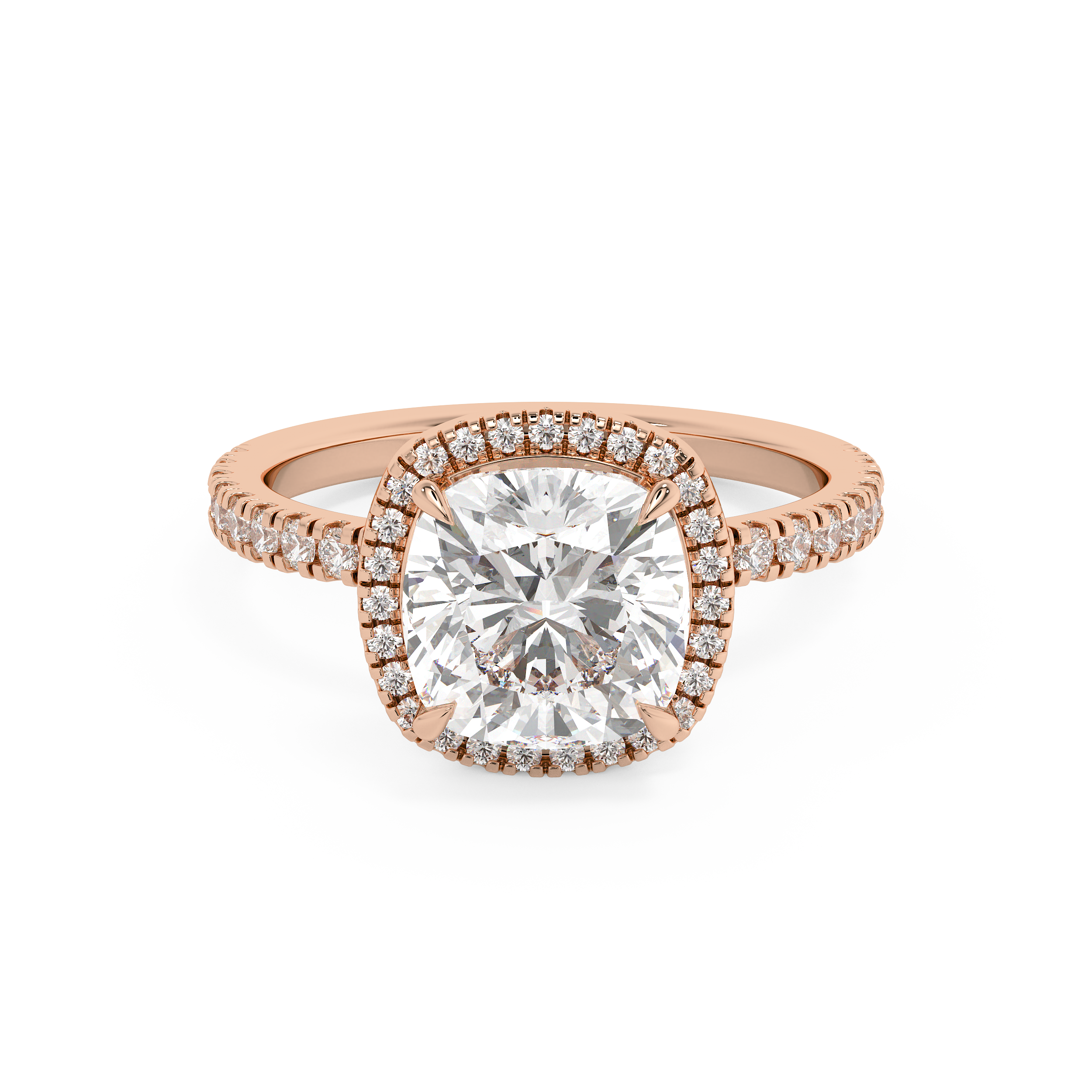 Cushion Halo & Pave Lab Grown Diamond Engagement Ring